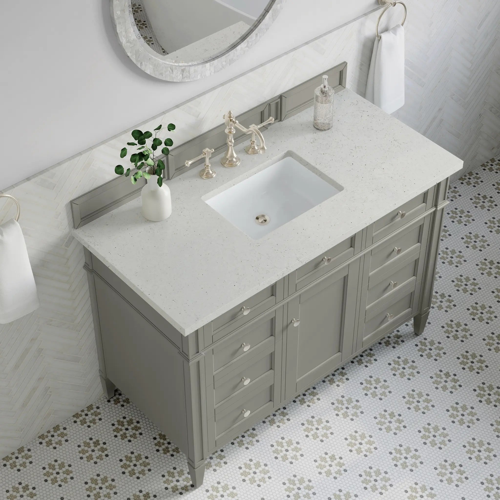 48 Brittany Single Vanity In Urban Gray Standard Lime Delight Silestone 8 Widespread 7