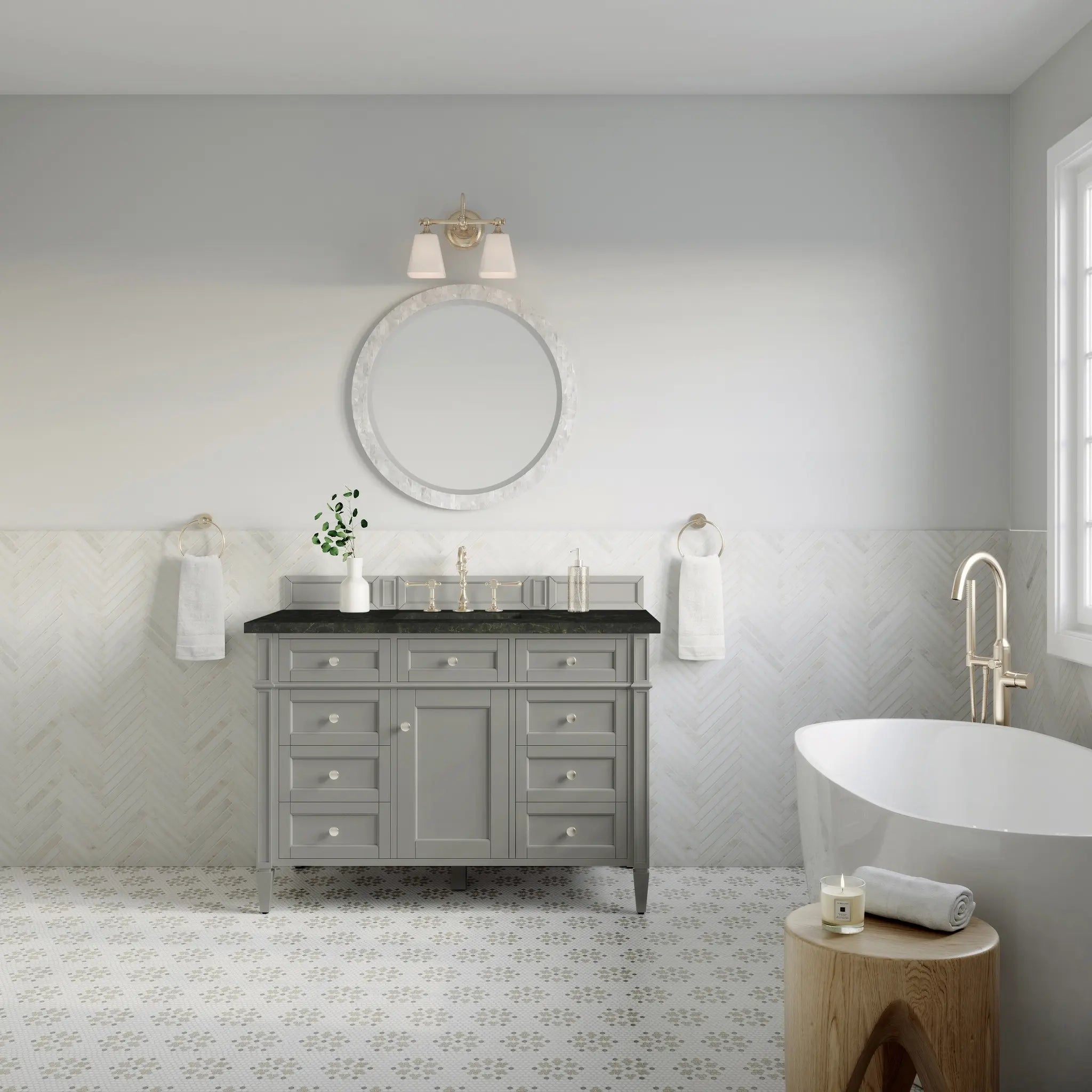 48 Brittany Single Vanity In Urban Gray Standard Phantome Eclos 8 Widespread 3