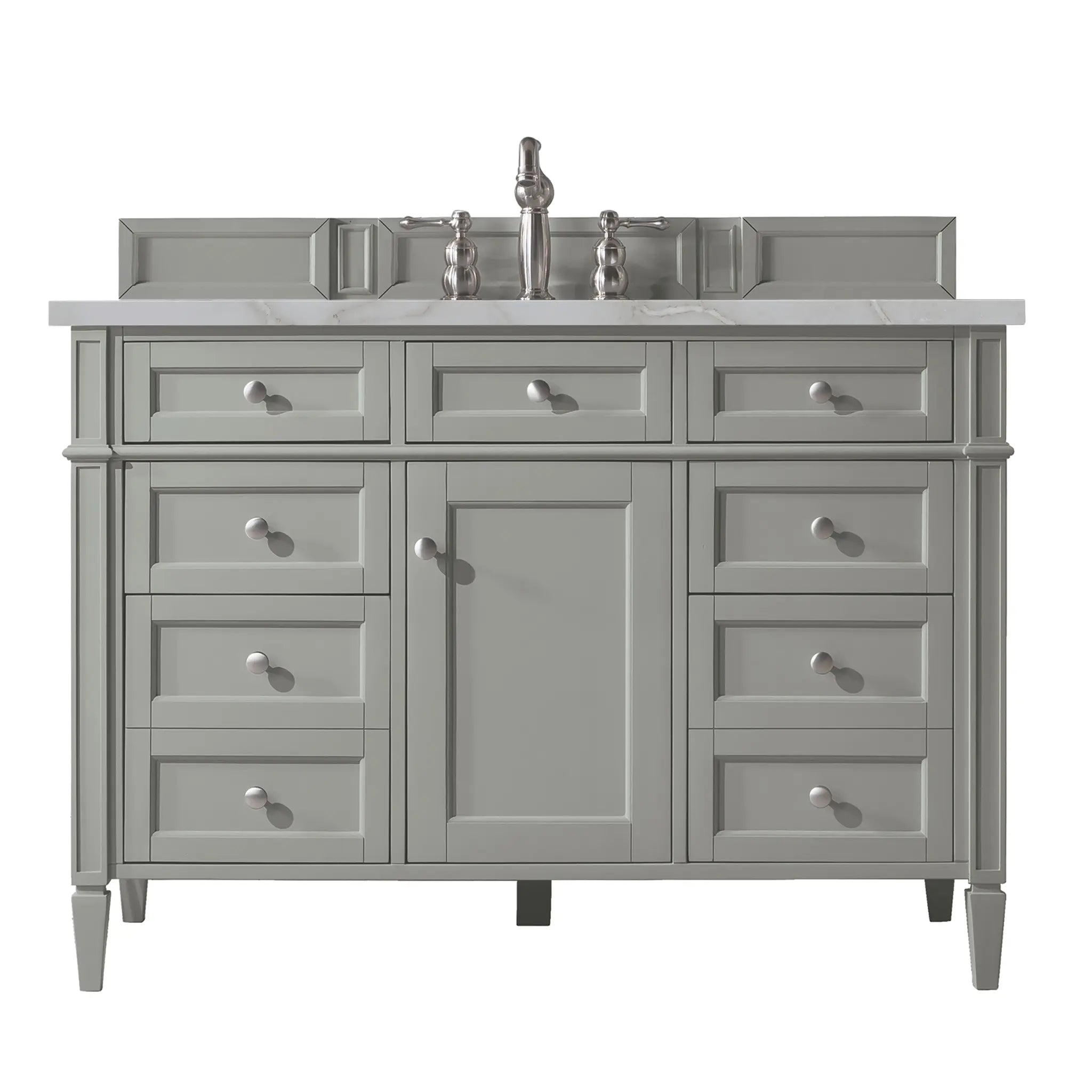 48 Brittany Single Vanity In Urban Gray Standard Victorian Silver Silestone 8 Widespread 1