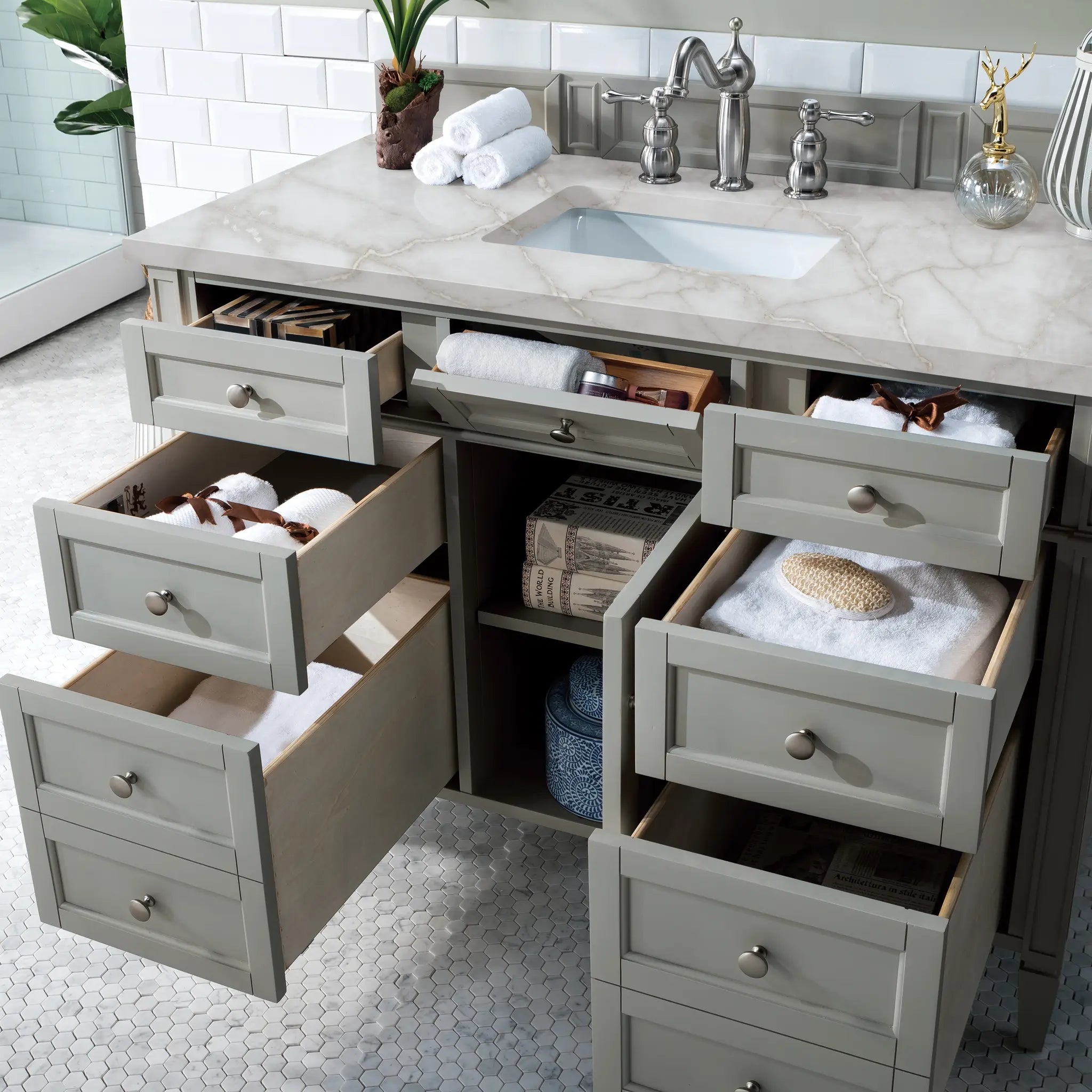 48 Brittany Single Vanity In Urban Gray Standard Victorian Silver Silestone 8 Widespread 5
