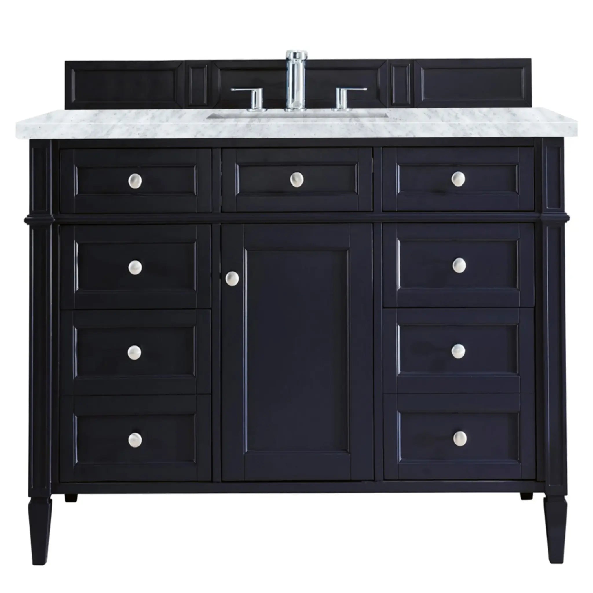 48" Brittany Single Vanity in Victory Bleu-Carrara White Marble-8" Widespread image