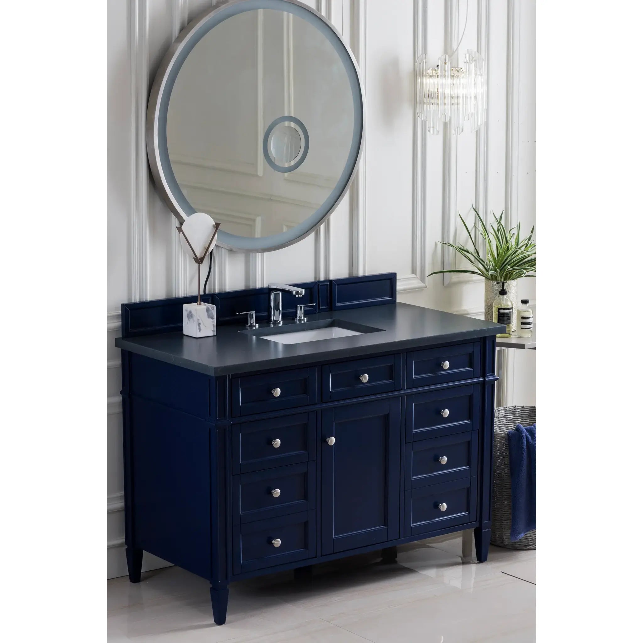 48" Brittany Single Vanity in Victory Bleu-Charcoal Soapstone Silestone-8" Widespread image 2