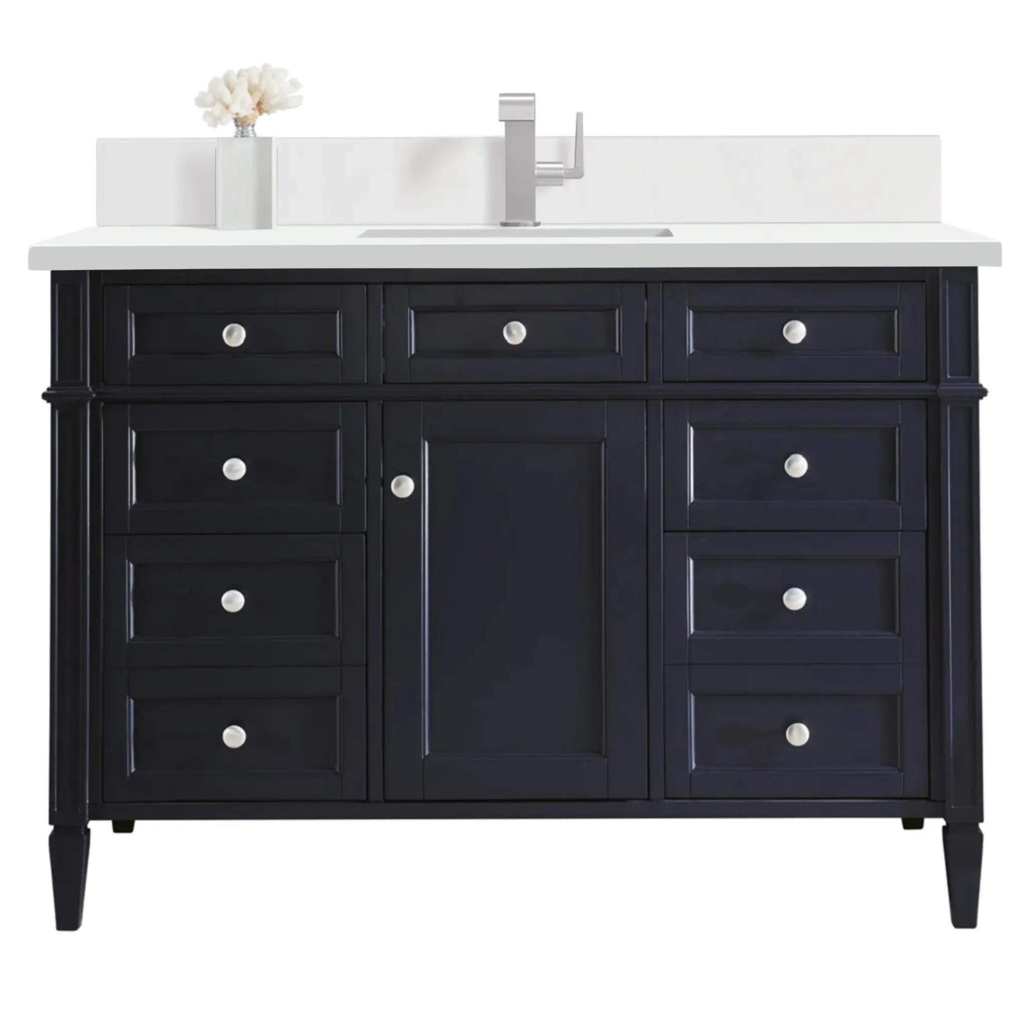 48" Brittany Single Vanity in Victory Bleu-White Zeus Silestone & Backsplash-Single Hole image