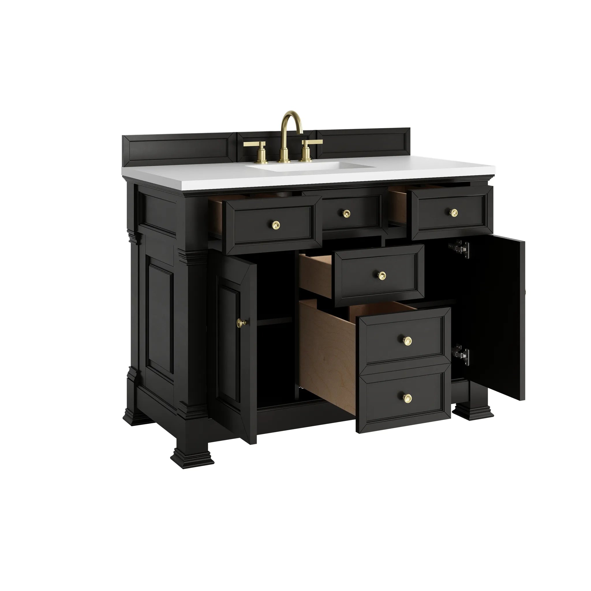 48" Brookfield Single Vanity in Black Onyx-White Zeus Silestone-8" Widespread image 7
