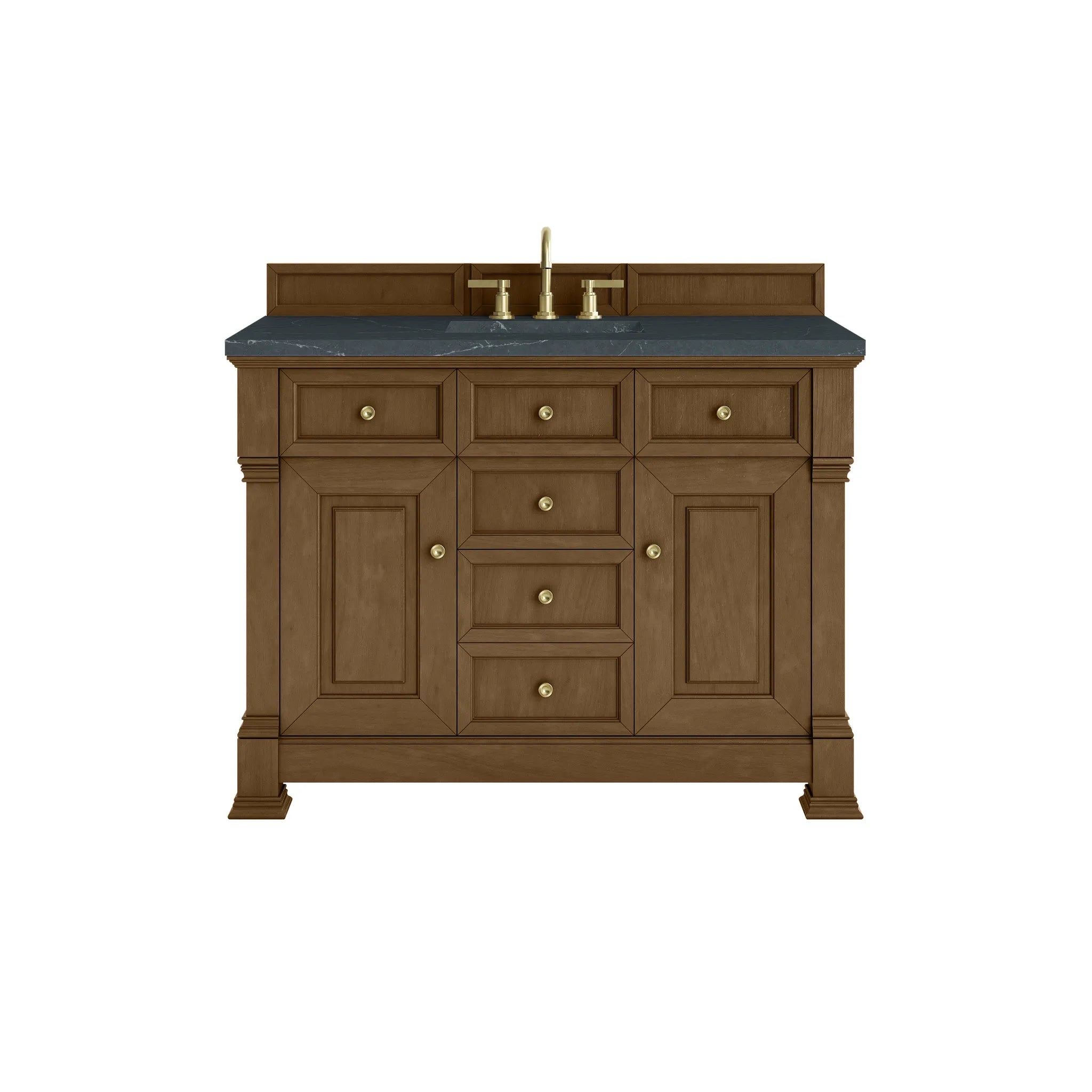 48" Brookfield Single Vanity in Honey Oak-Charcoal Soapstone Silestone-8" Widespread image