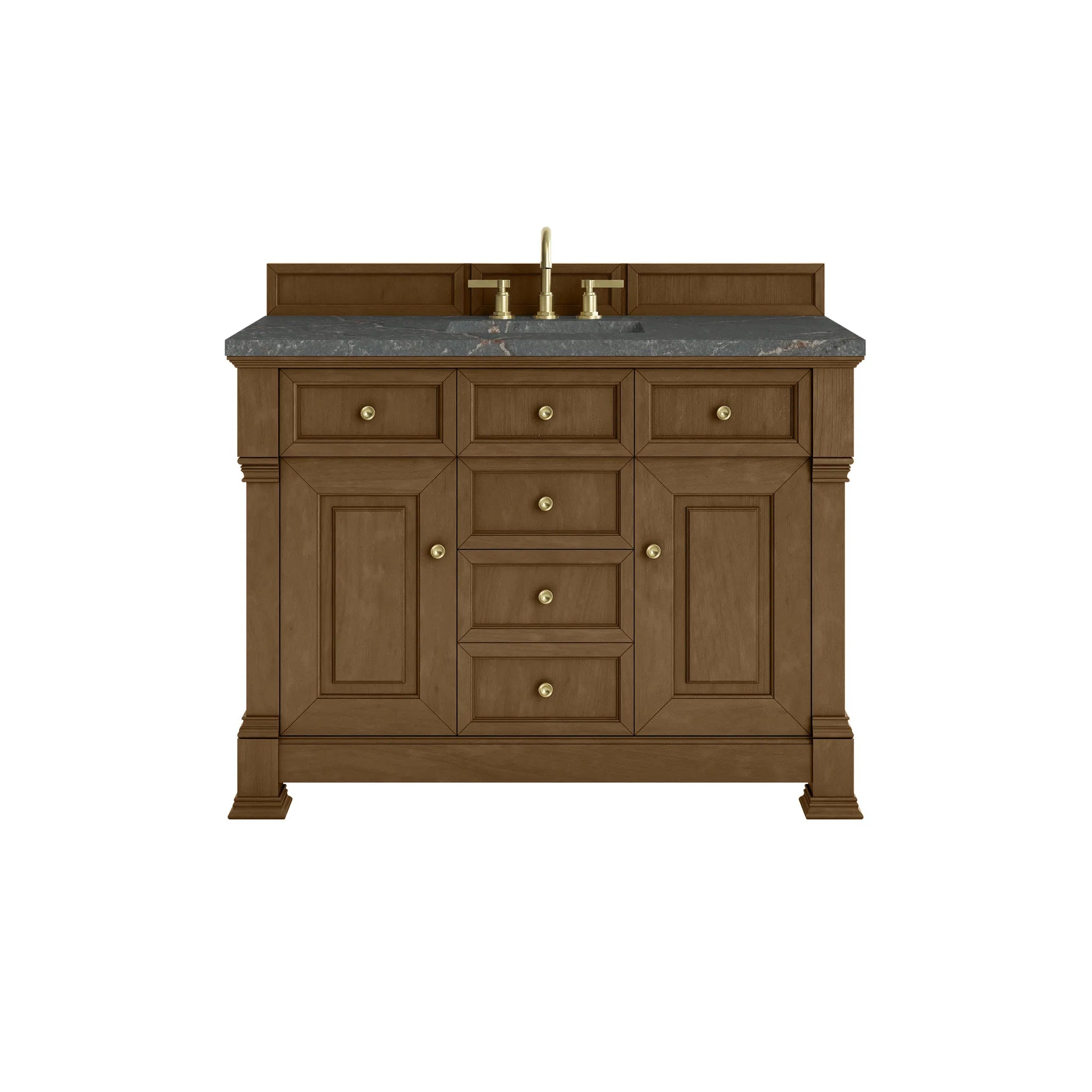 48" Brookfield Single Vanity in Honey Oak w/FreePower Wireless Charger-Parisien Bleu Silestone-8" Widespread image