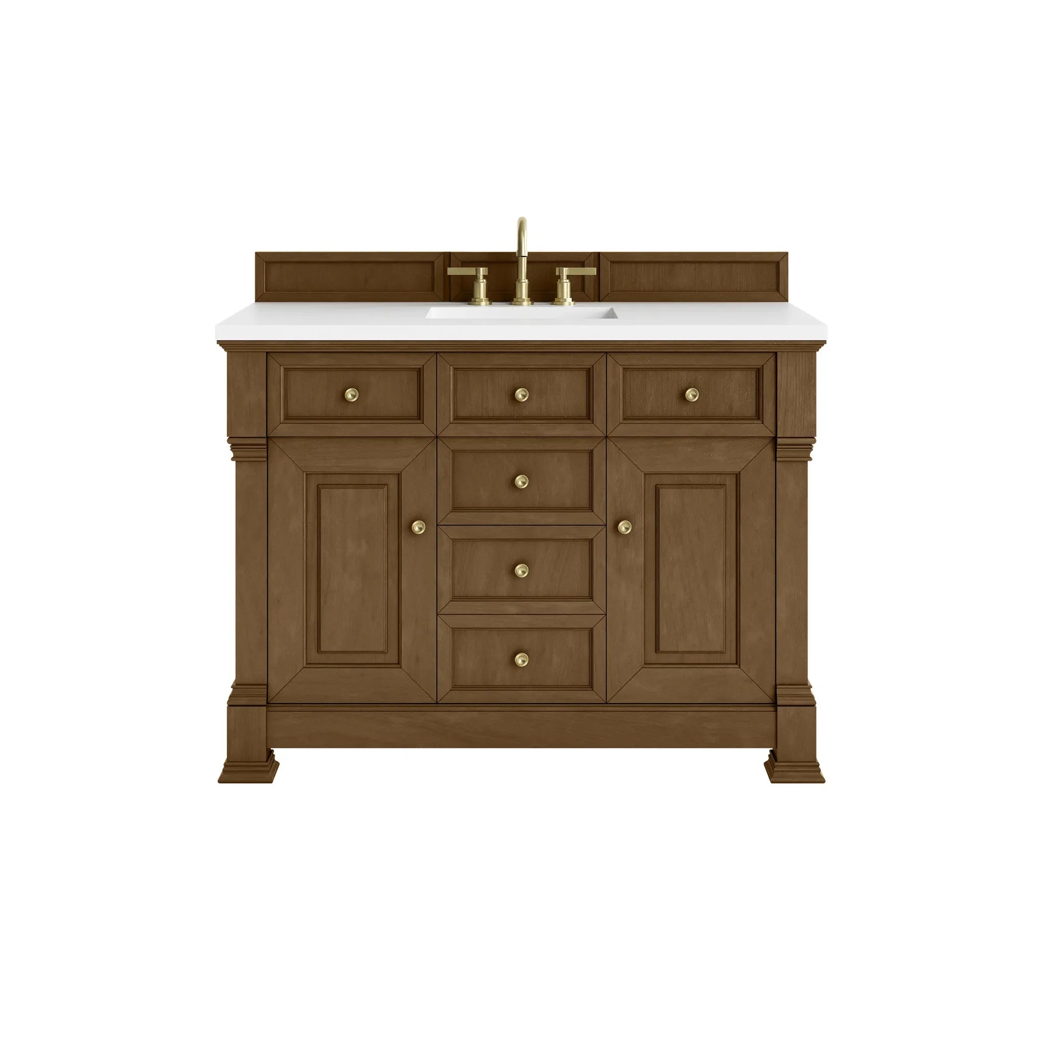 48" Brookfield Single Vanity in Honey Oak-White Zeus Silestone-8" Widespread image