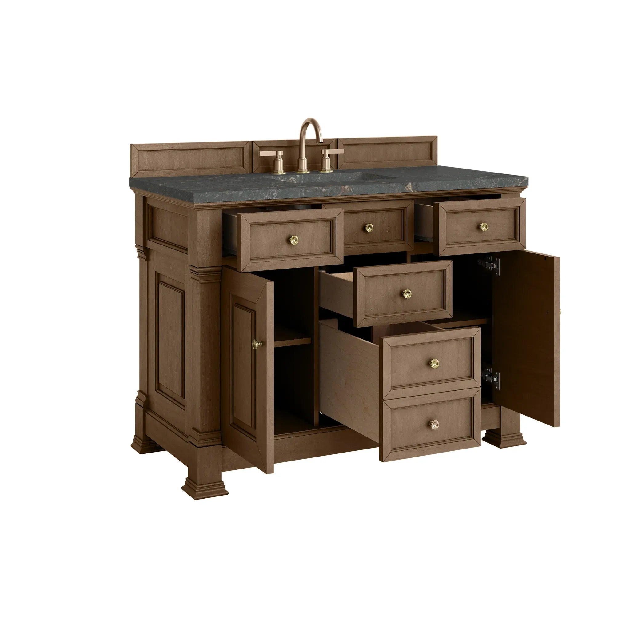 48" Brookfield Single Vanity in Pecan-Parisien Bleu Silestone-8" Widespread image 7