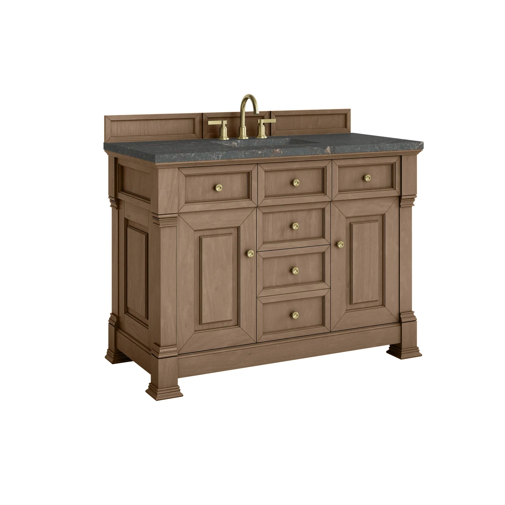 48" Brookfield Single Vanity in Pecan-Parisien Bleu Silestone-8" Widespread image 9