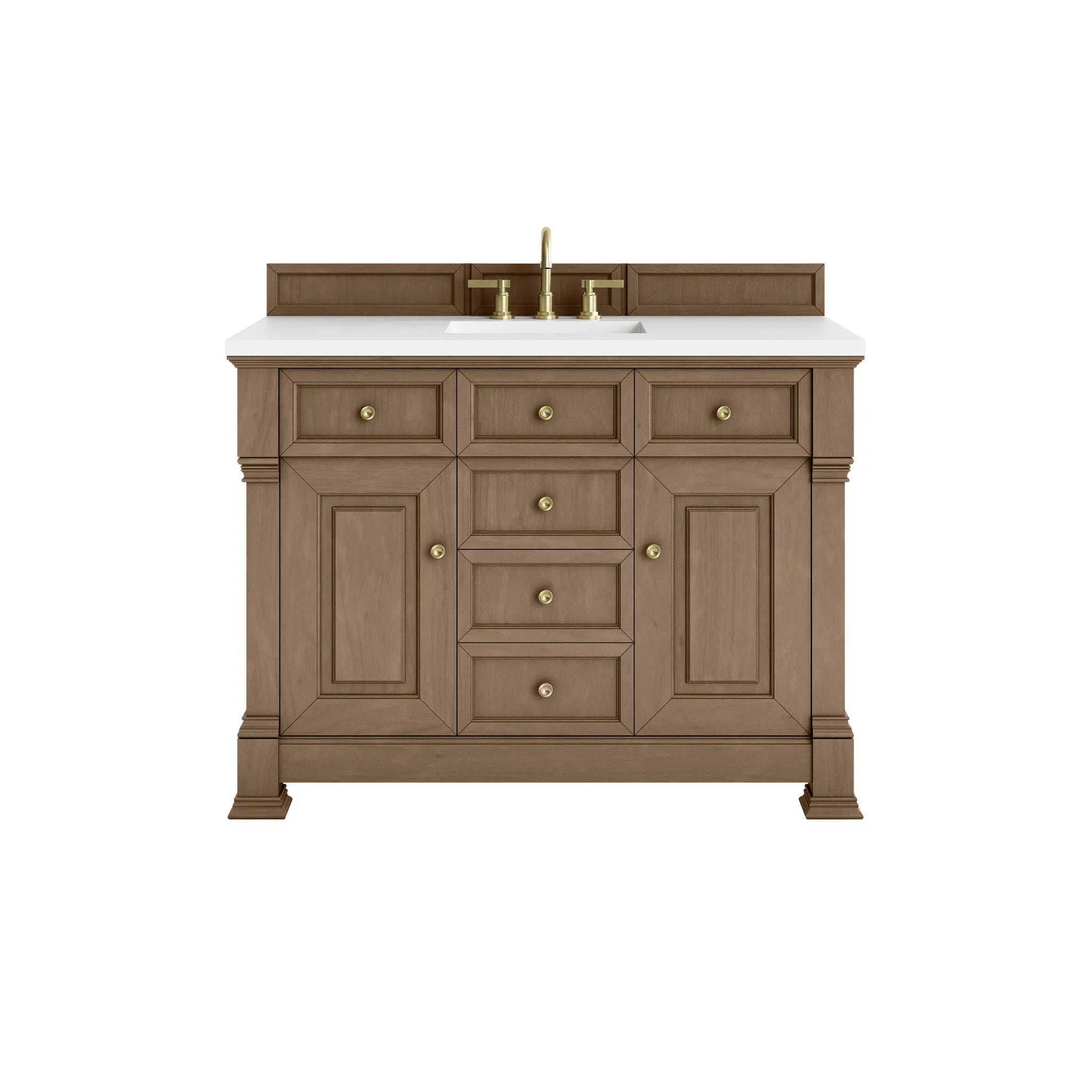 48" Brookfield Single Vanity in Pecan-White Zeus Silestone-8" Widespread image