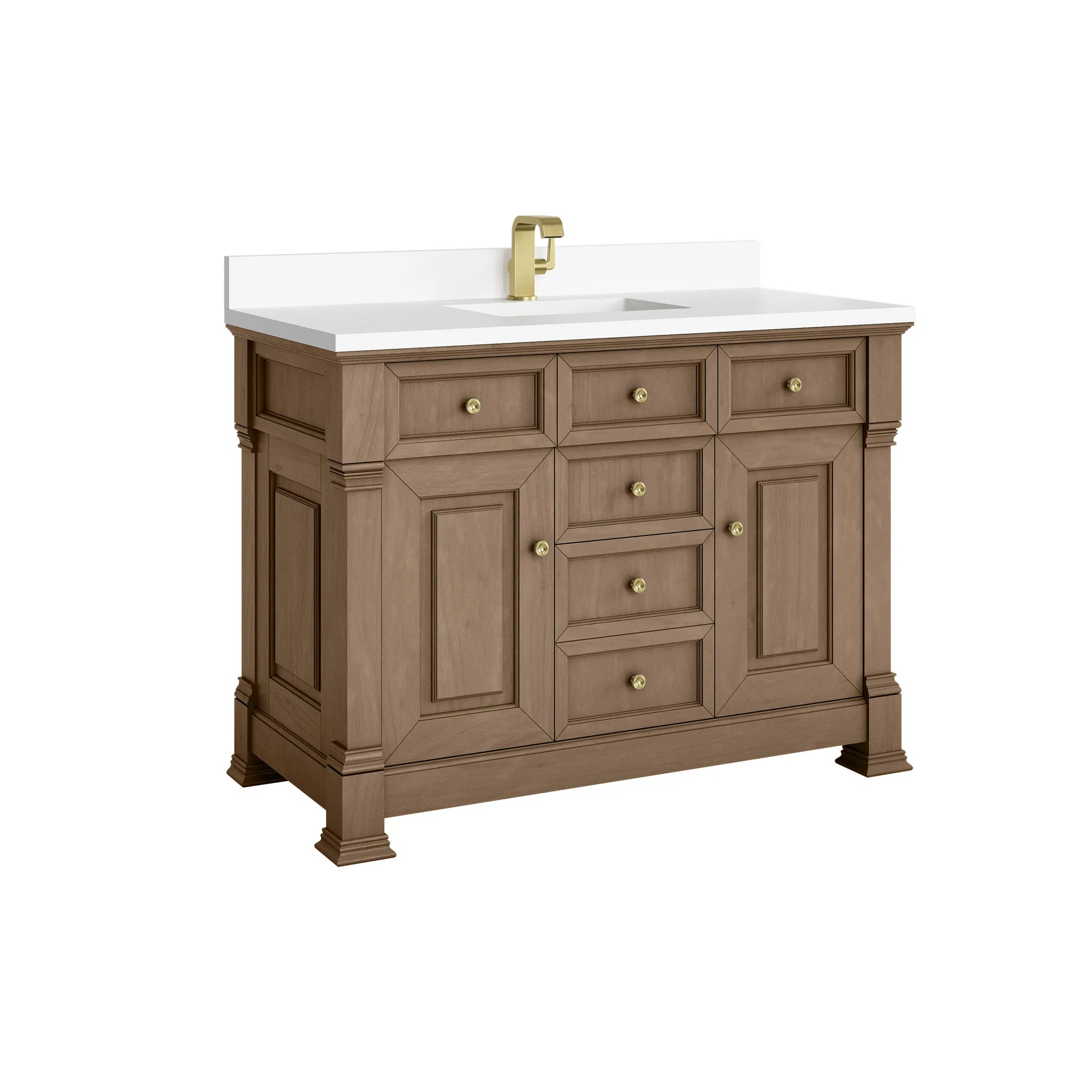 48" Brookfield Single Vanity in Pecan-White Zeus Silestone & Backsplash-Single Hole image 8