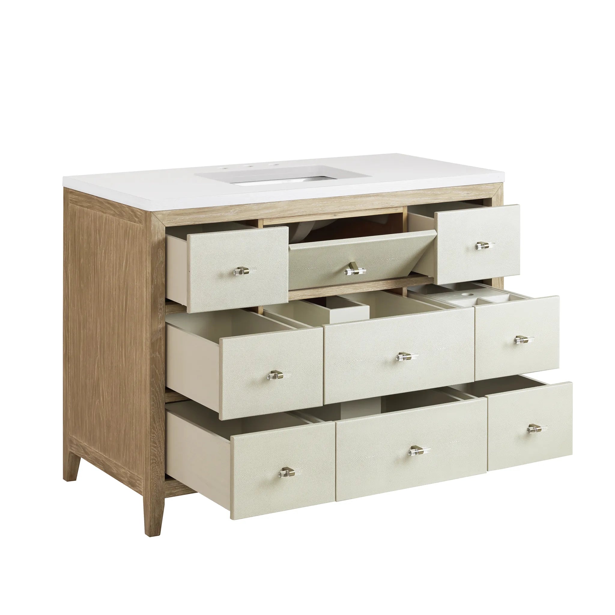 48" Celeste Single Vanity in Sunwashed Oak with Embossed Shagreen-Cabinet Only-Not Available image 3