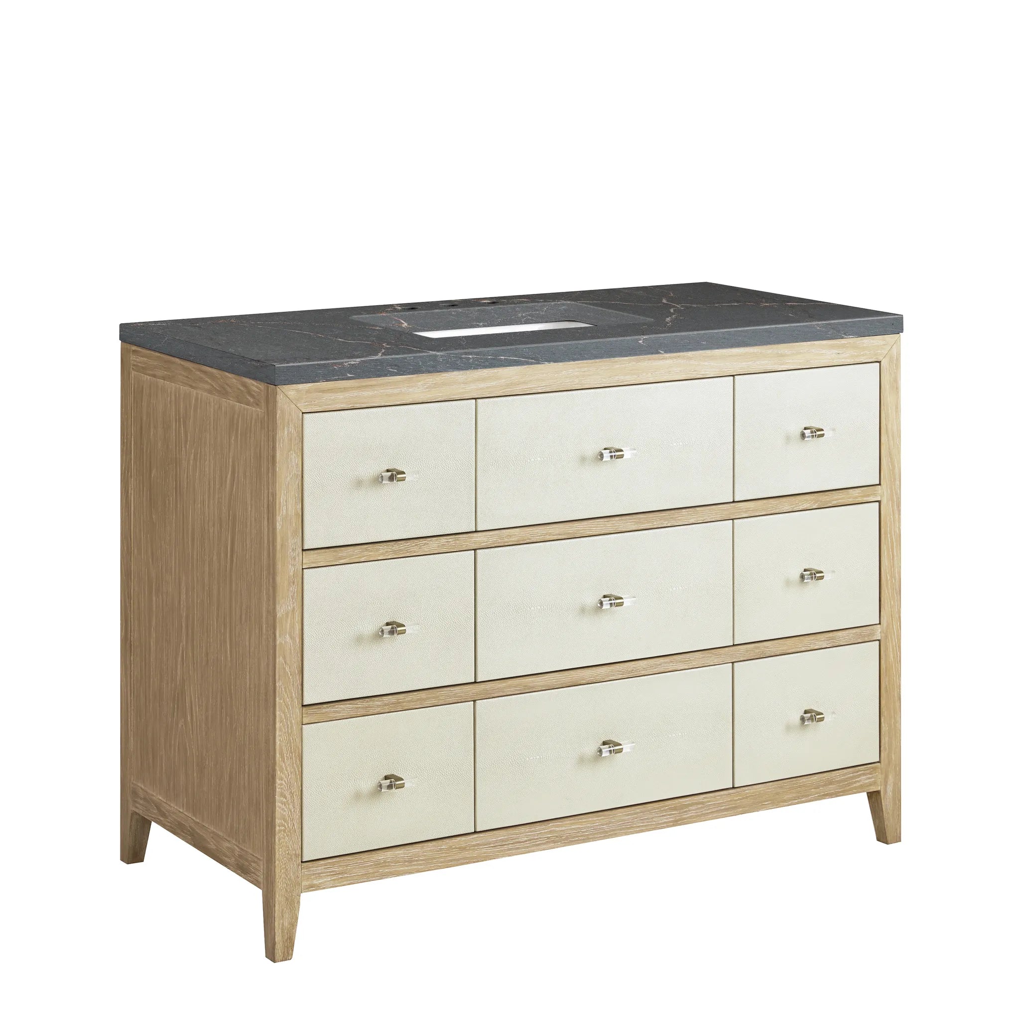 48" Celeste Single Vanity in Sunwashed Oak with Embossed Shagreen-Parisien Bleu Silestone-8" Widespread image 9
