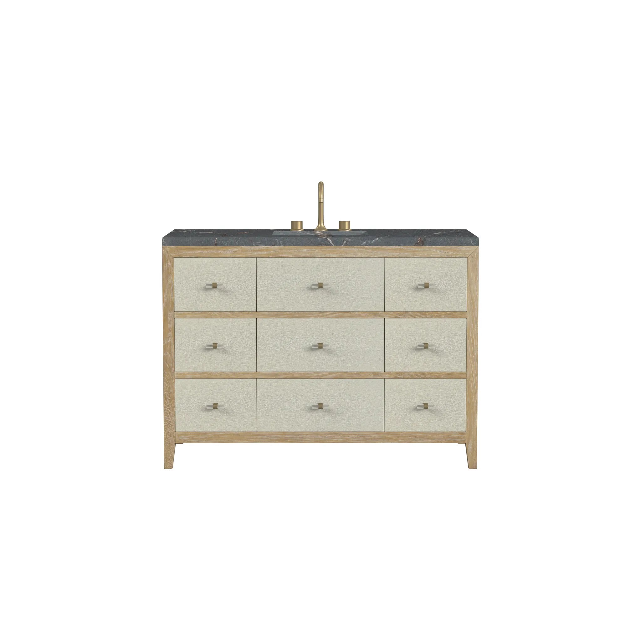 48" Celeste Single Vanity in Sunwashed Oak with Embossed Shagreen-Parisien Bleu Silestone-8" Widespread image