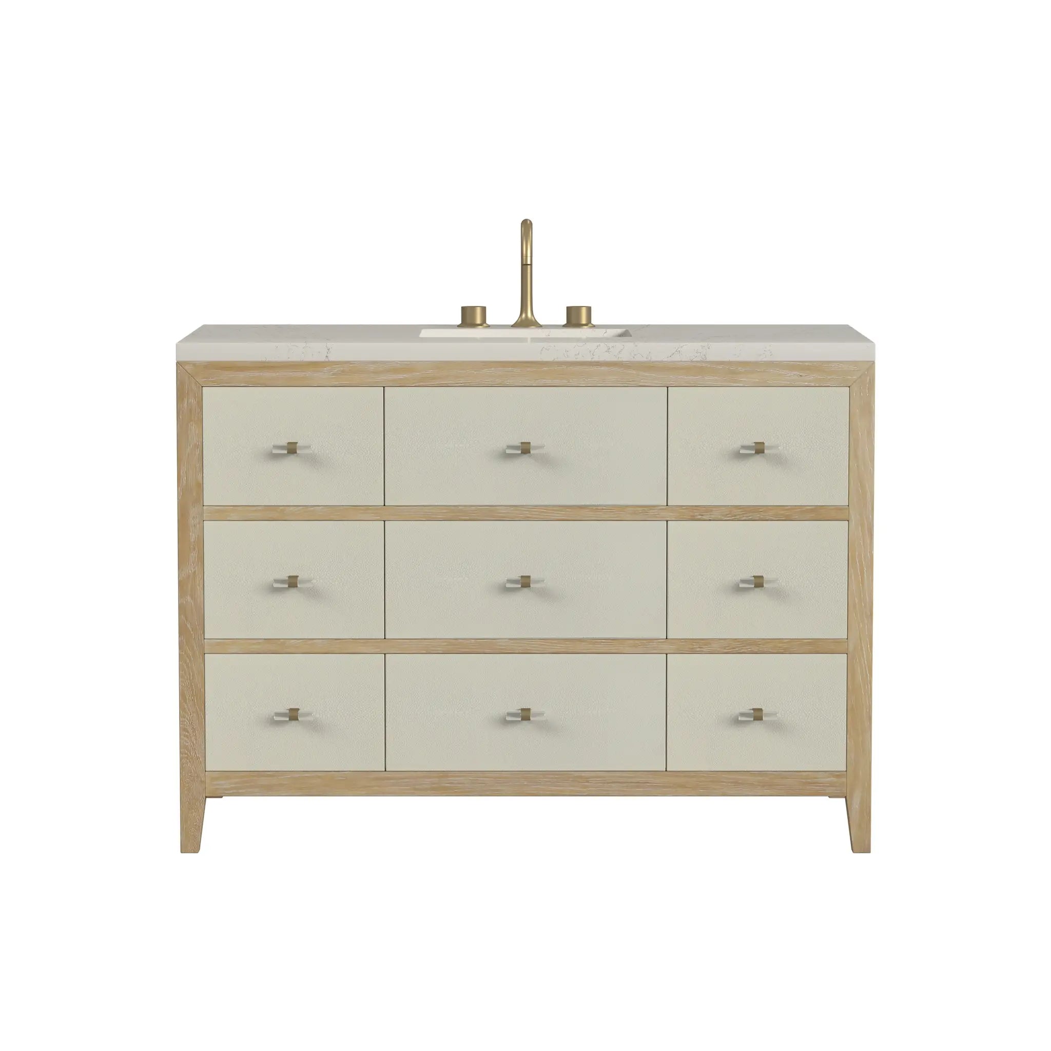 48 Celeste Single Vanity In Sunwashed Oak With Embossed Shagreen Power Enabled Siberian Silestone 8 Widespread 1