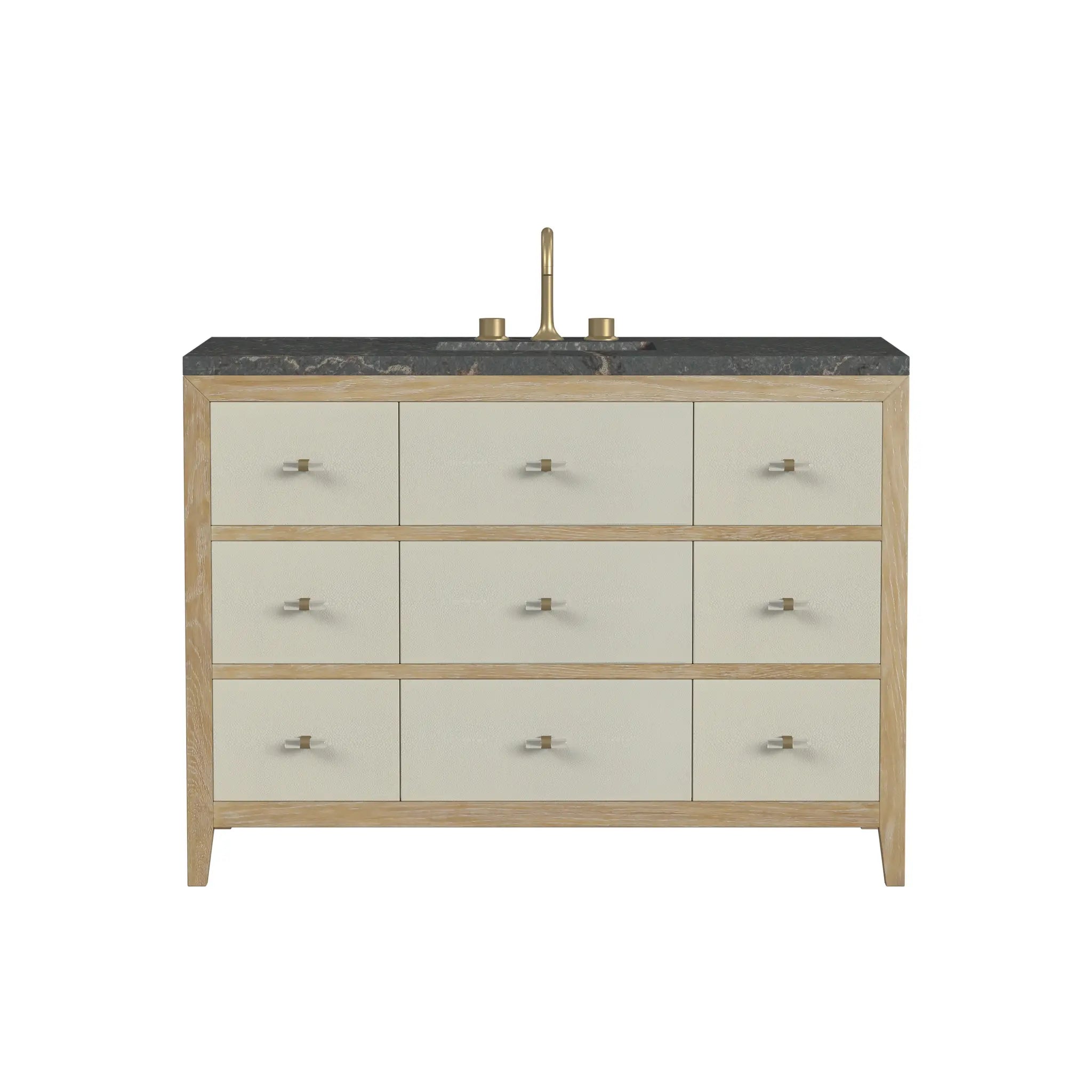 48 Celeste Single Vanity In Sunwashed Oak With Embossed Shagreen Standard Parisien Bleu Silestone 8 Widespread 1