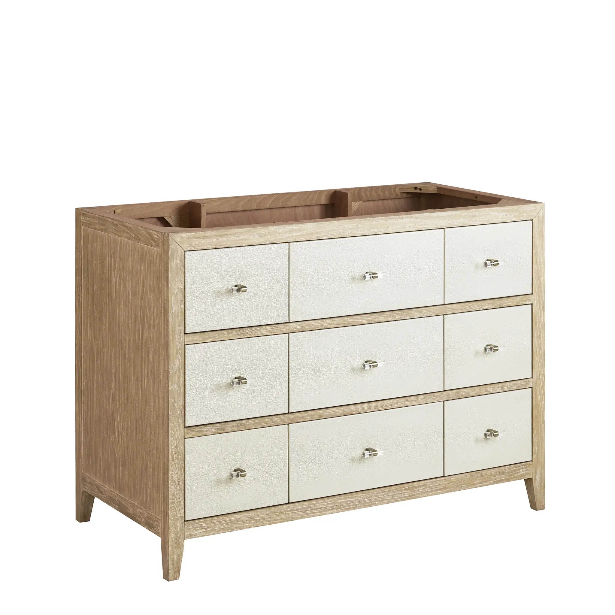 48 Celeste Single Vanity In Sunwashed Oak With Embossed Shagreen Standard Parisien Bleu Silestone 8 Widespread 2
