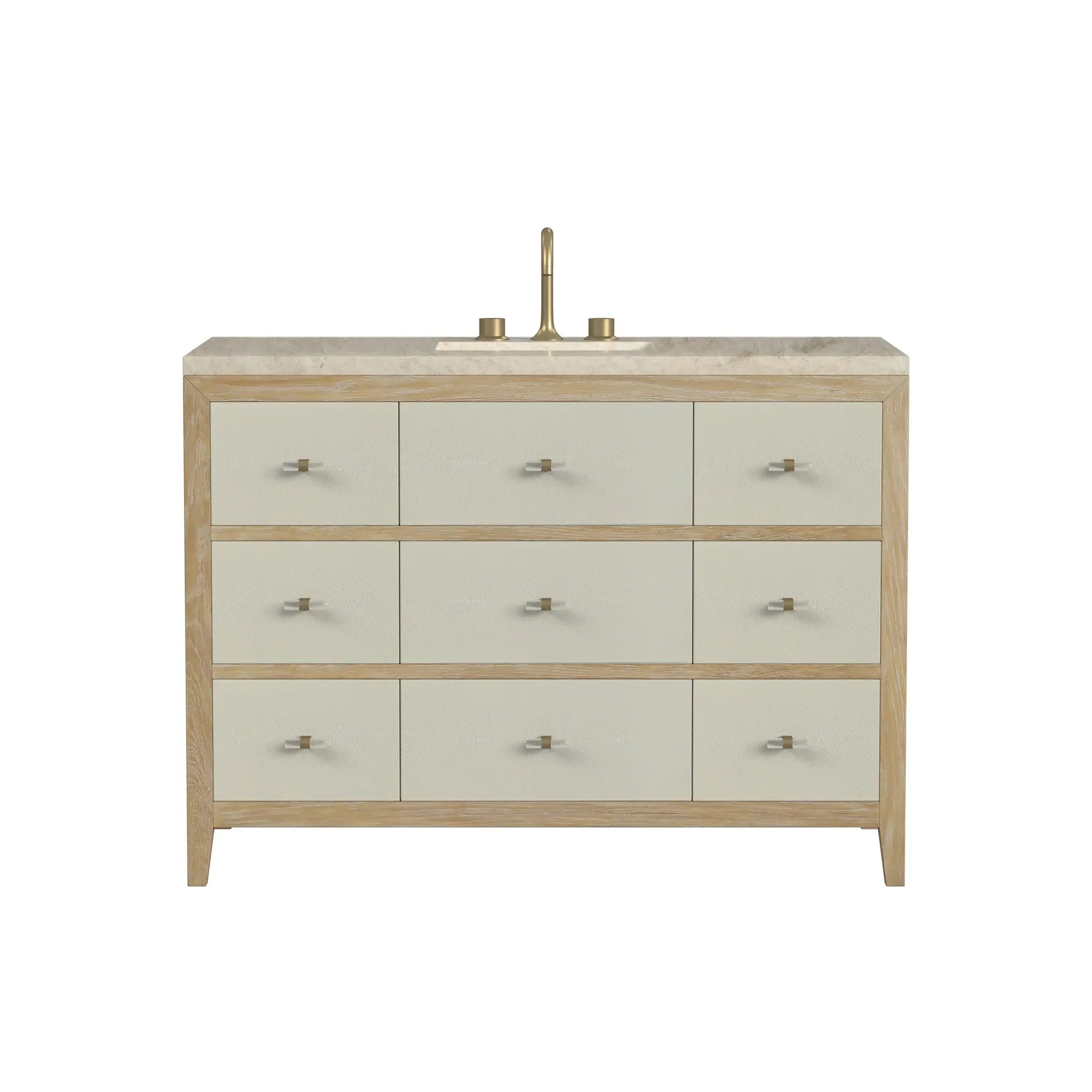 48 Celeste Single Vanity In Sunwashed Oak With Embossed Shagreen Standard Tajnar Eclos 8 Widespread 1