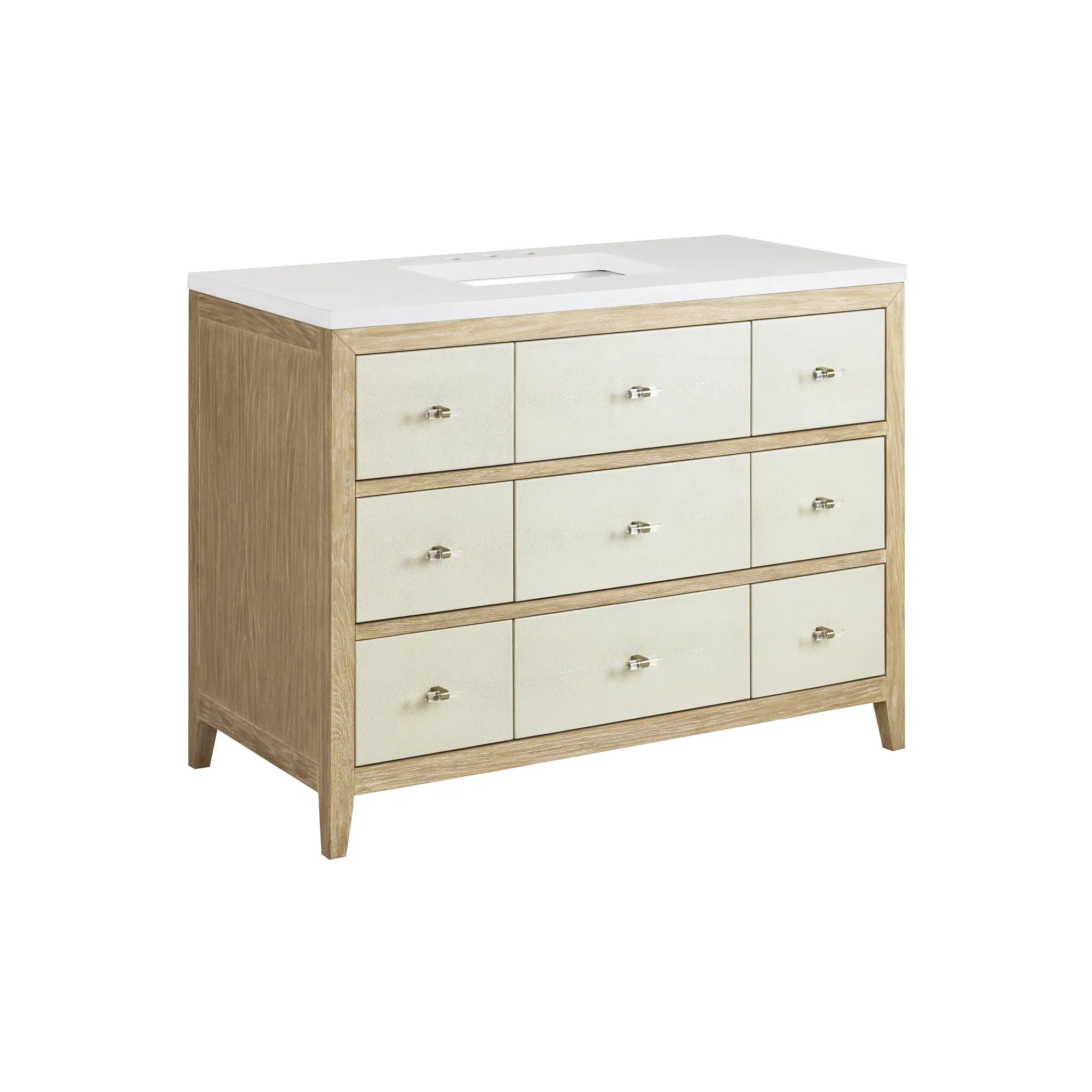 48 Celeste Single Vanity In Sunwashed Oak With Embossed Shagreen Standard White Zeus Silestone 8 Widespread 12