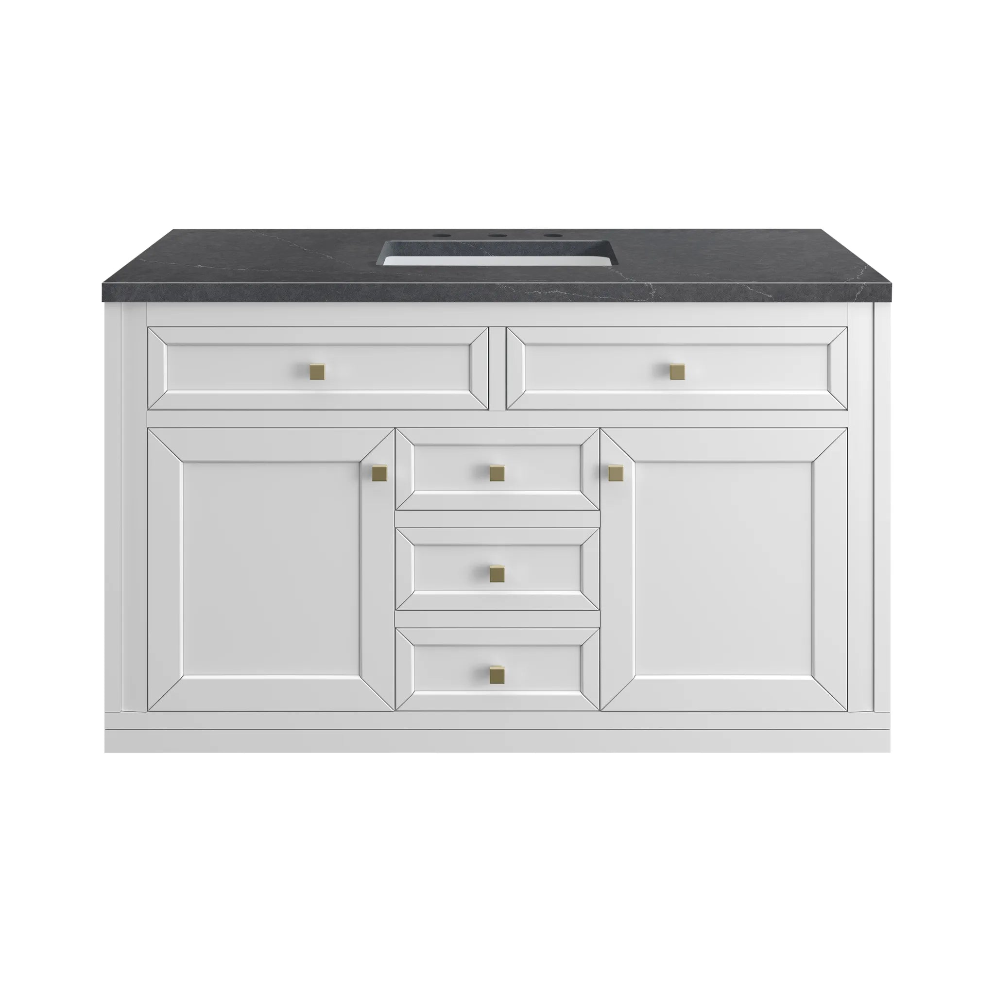 48" Chicago Single Vanity in Glossy White-Charcoal Soapstone Silestone-8" Widespread image