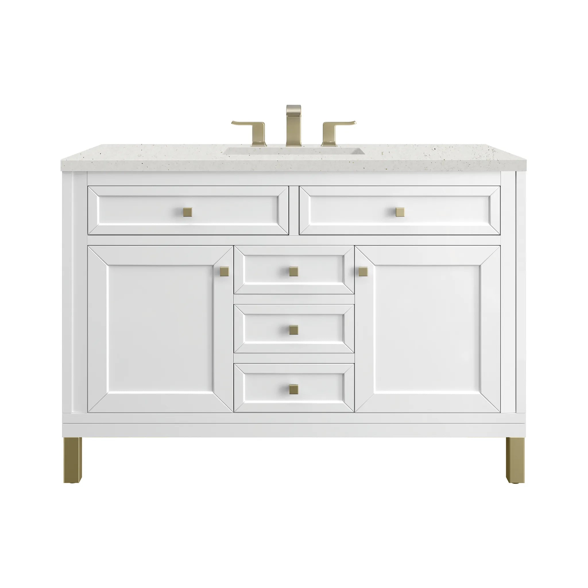 48" Chicago Single Vanity in Glossy White-Lime Delight Silestone-8" Widespread image