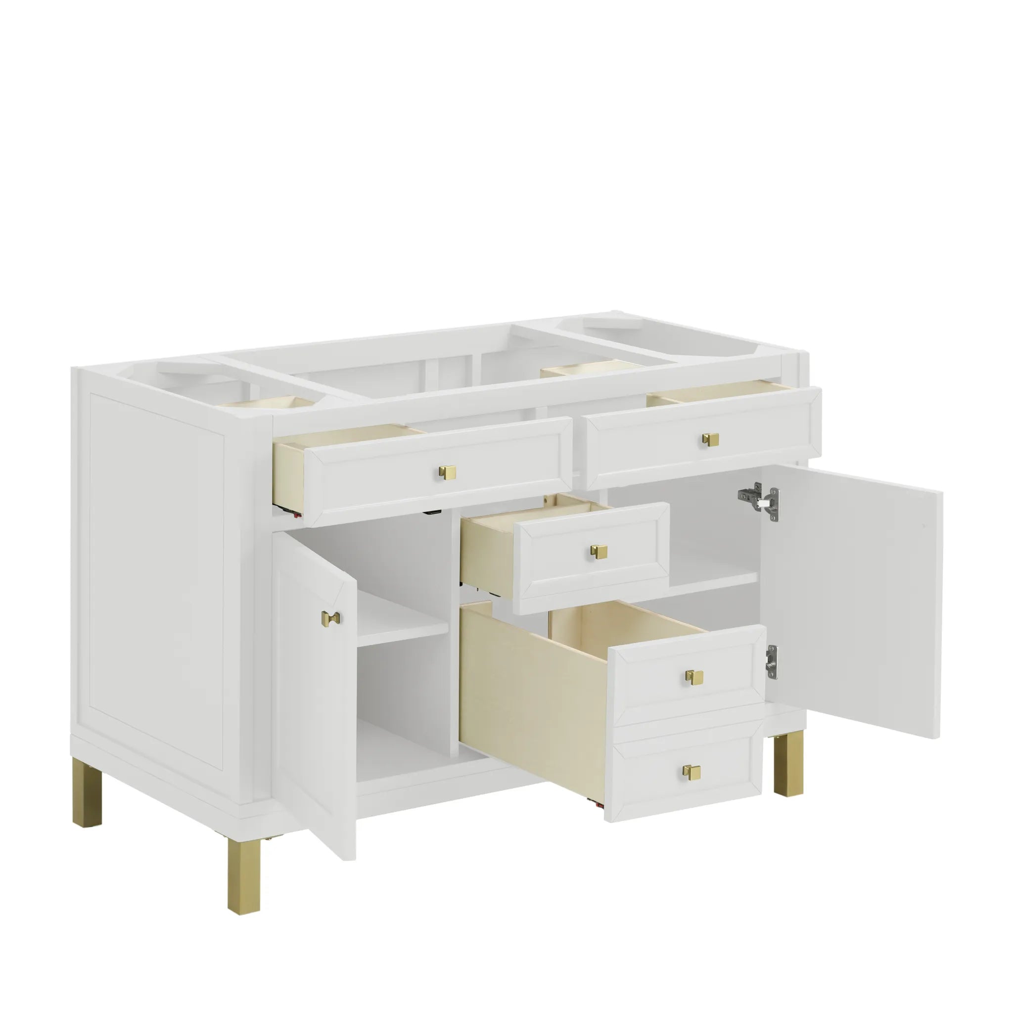 48" Chicago Single Vanity in Glossy White Wireless Charger-Eternal Jasmine Pearl Silestone-8" Widespread image 12