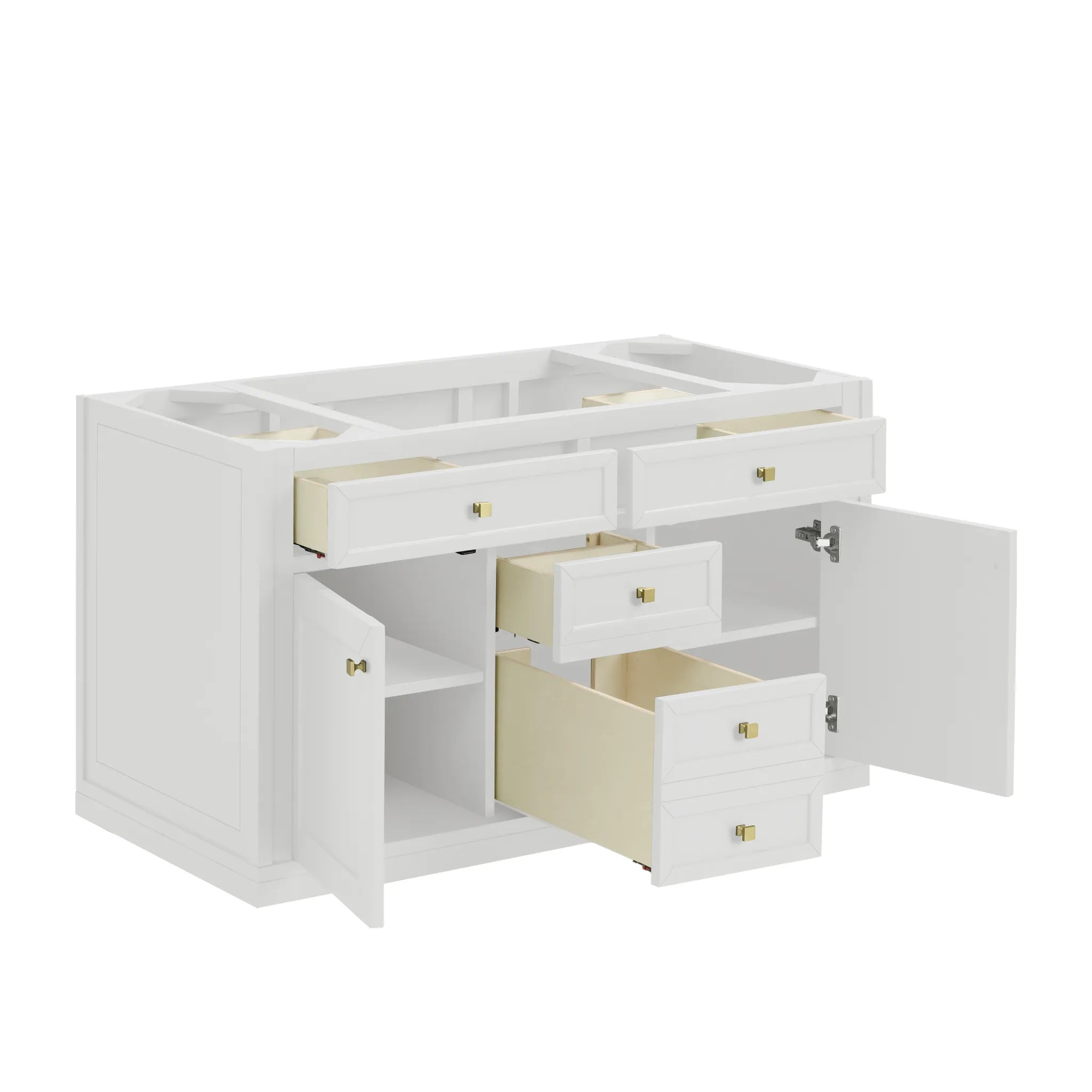 48" Chicago Single Vanity in Glossy White Wireless Charger-Eternal Jasmine Pearl Silestone-8" Widespread image 13