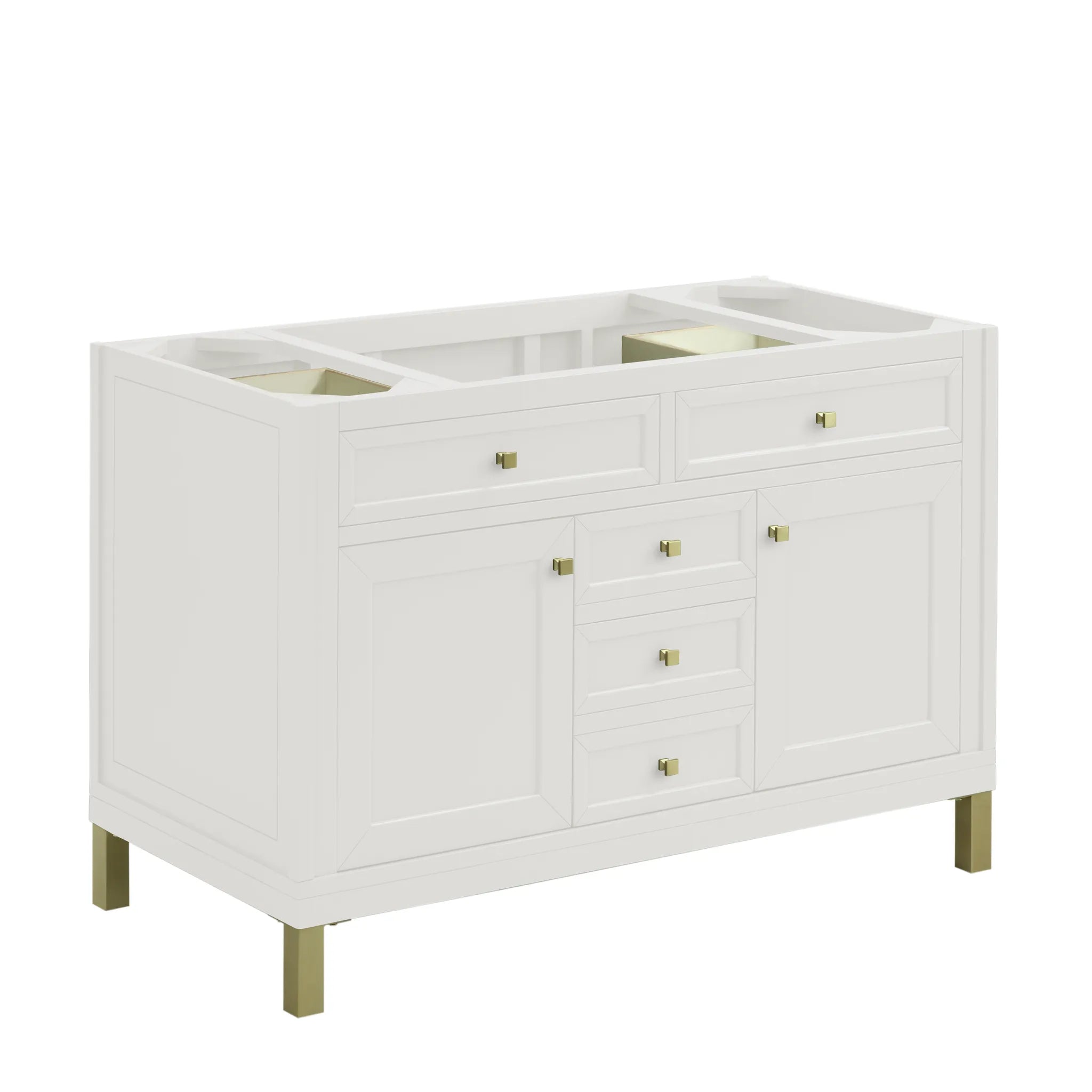 48" Chicago Single Vanity in Glossy White Wireless Charger-Eternal Jasmine Pearl Silestone-8" Widespread image 4