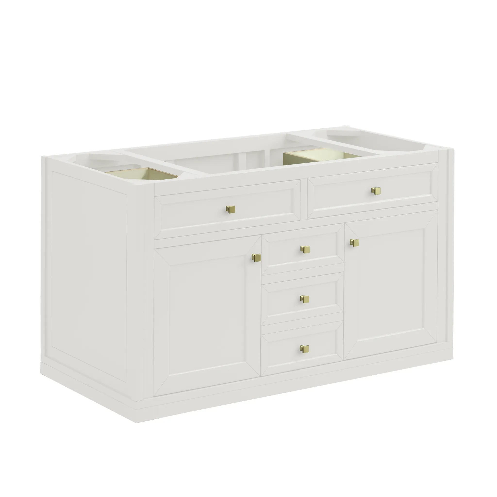 48" Chicago Single Vanity in Glossy White Wireless Charger-Eternal Jasmine Pearl Silestone-8" Widespread image 5