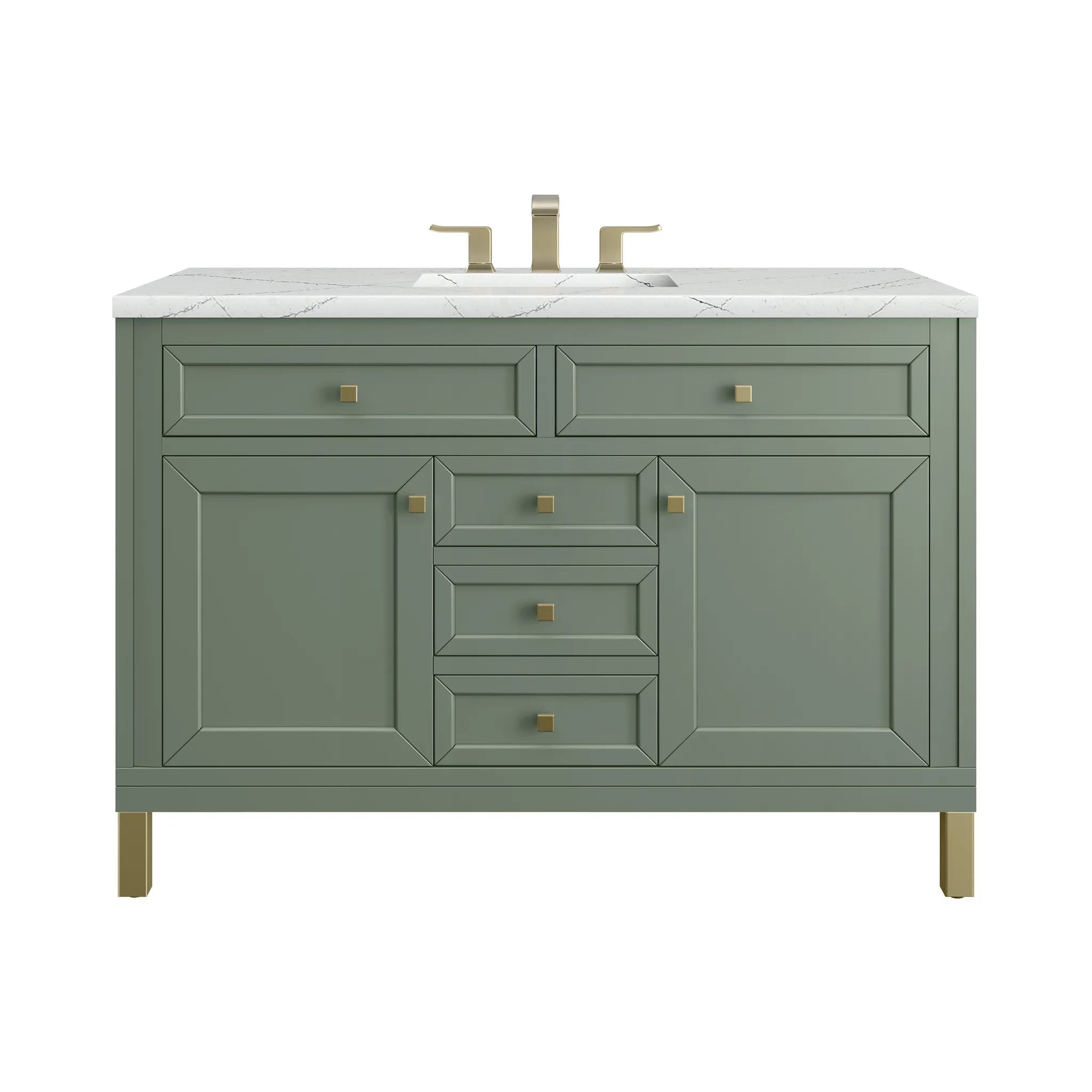 48" Chicago Single Vanity in Smokey Celadon w/FreePower Wireless Charger-Ethereal Noctis Silestone-8" Widespread image