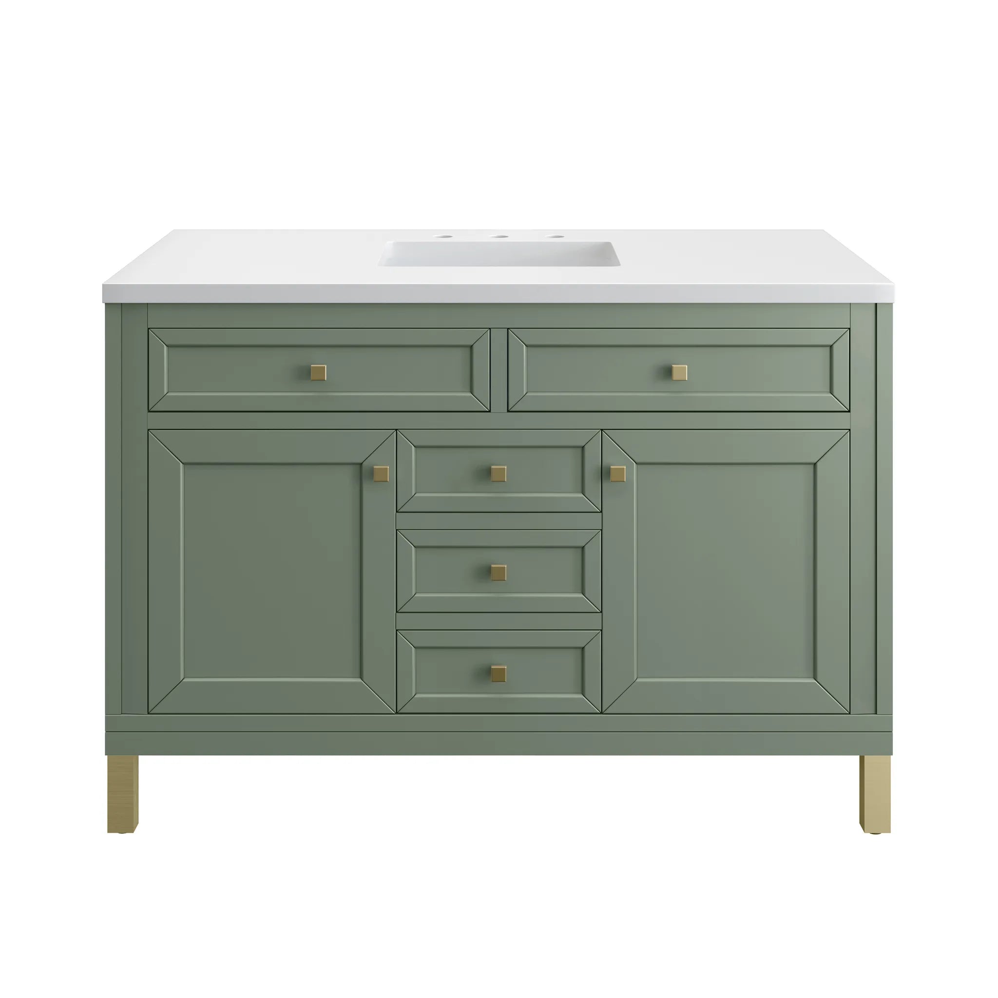48" Chicago Single Vanity in Smokey Celadon,-White Zeus Silestone-8" Widespread image 1