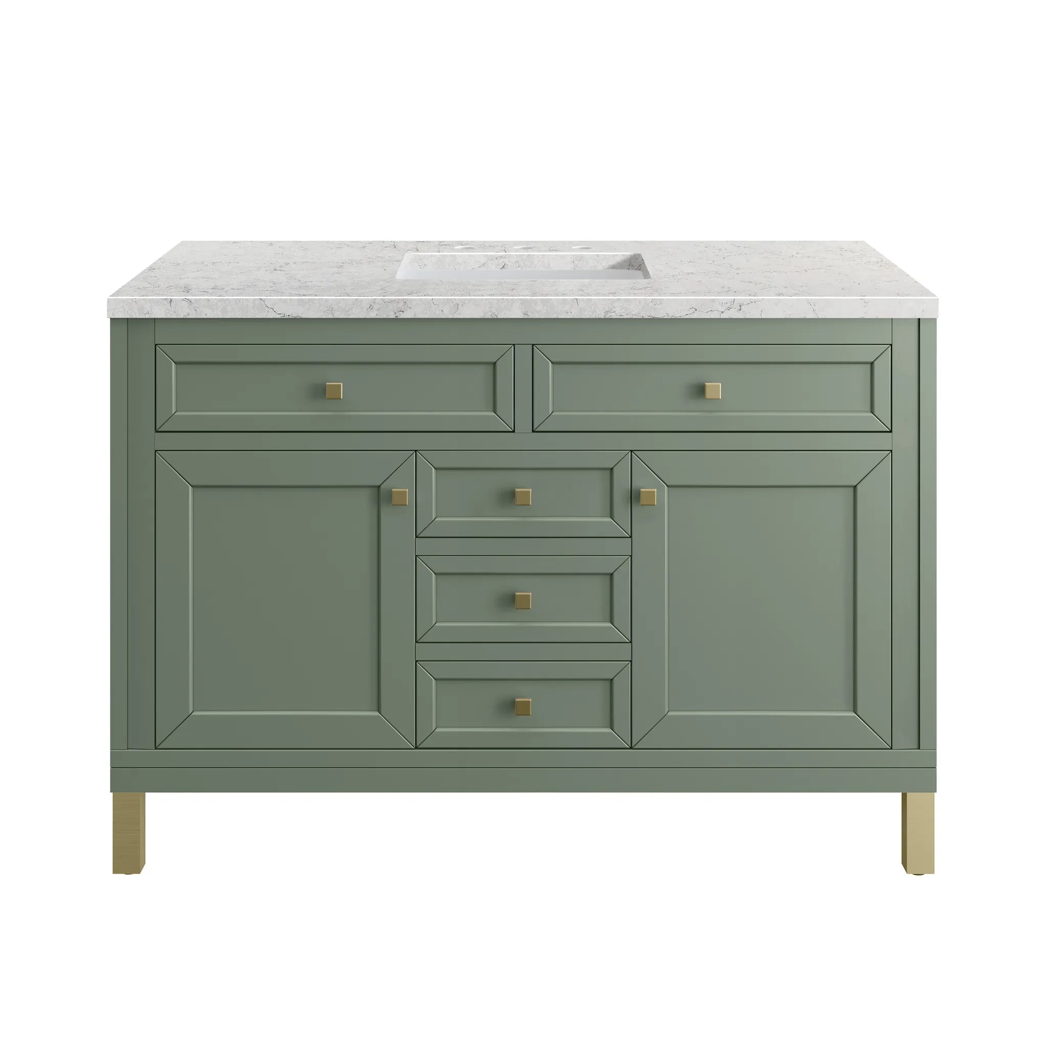 48" Chicago Single Vanity in Smokey Celadon Wireless Charger-Eternal Jasmine Pearl Silestone-8" Widespread image 1
