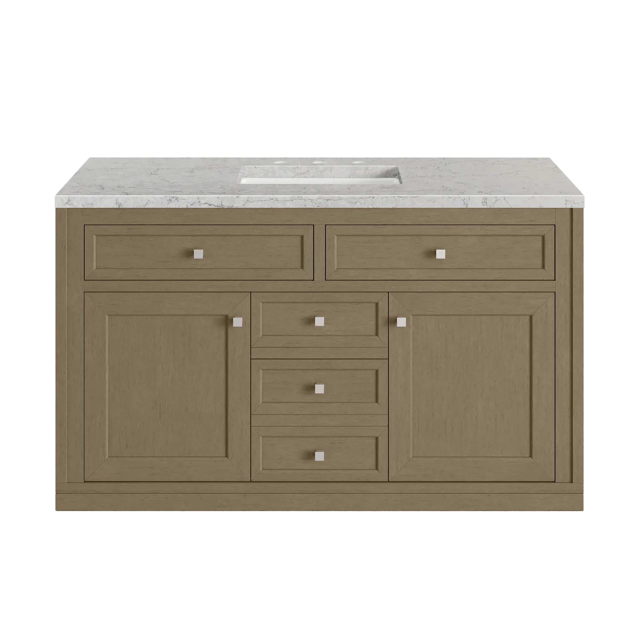 48" Chicago Single Vanity in Walnut Whisper-Eternal Jasmine Pearl Silestone-8" Widespread image 3