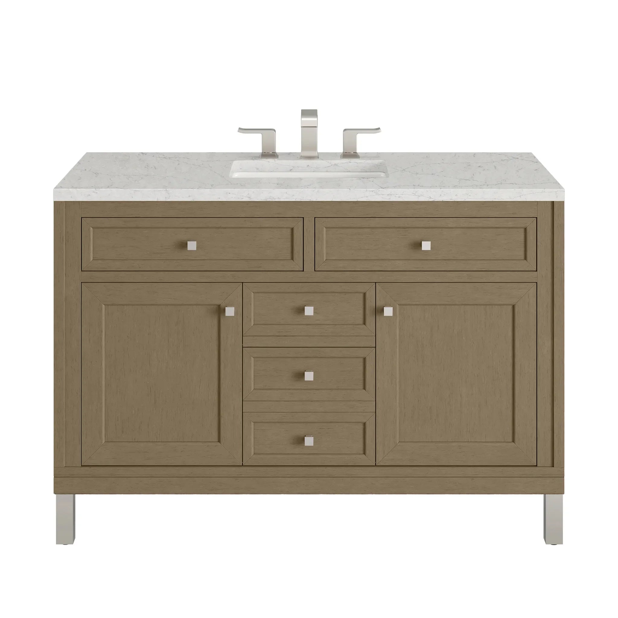 48" Chicago Single Vanity in Walnut Whisper-Eternal Jasmine Pearl Silestone-8" Widespread image