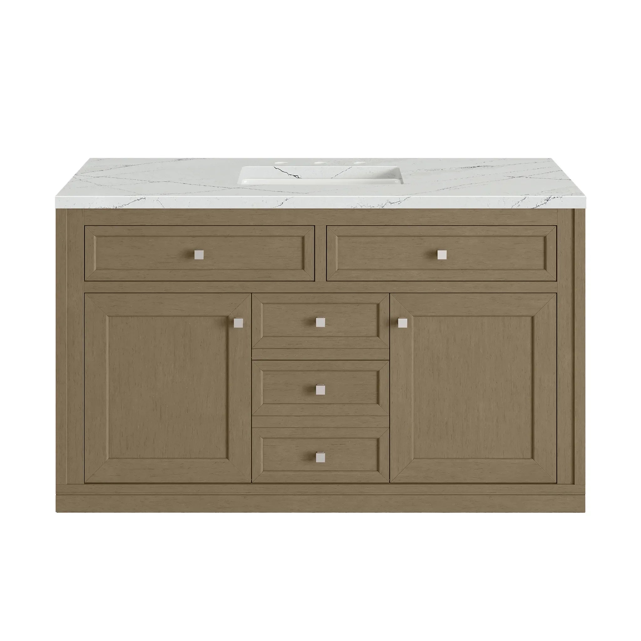 48" Chicago Single Vanity in Walnut Whisper-Ethereal Noctis Silestone-8" Widespread image 3