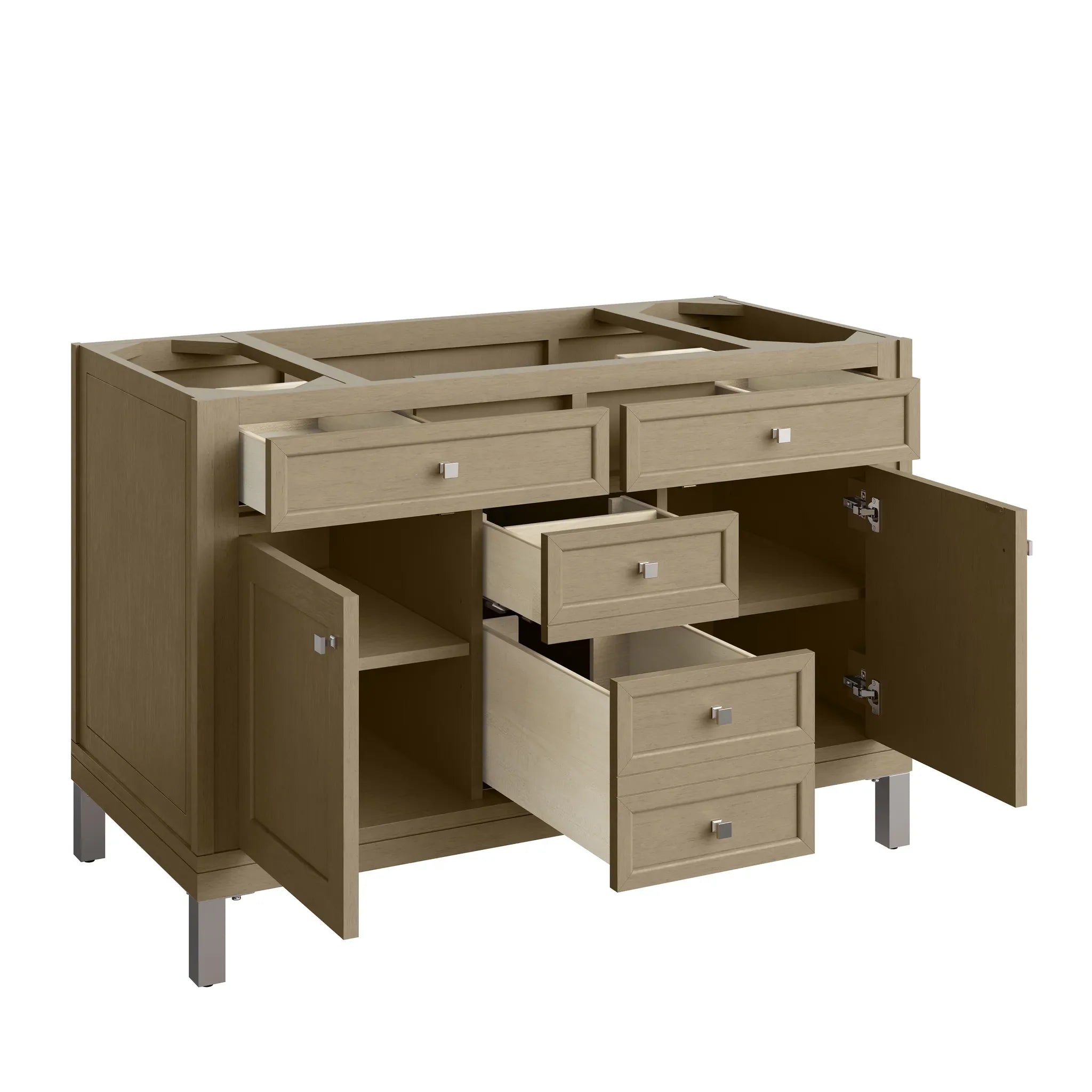48" Chicago Single Vanity in Walnut Whisper-White Zeus Silestone-8" Widespread image 15