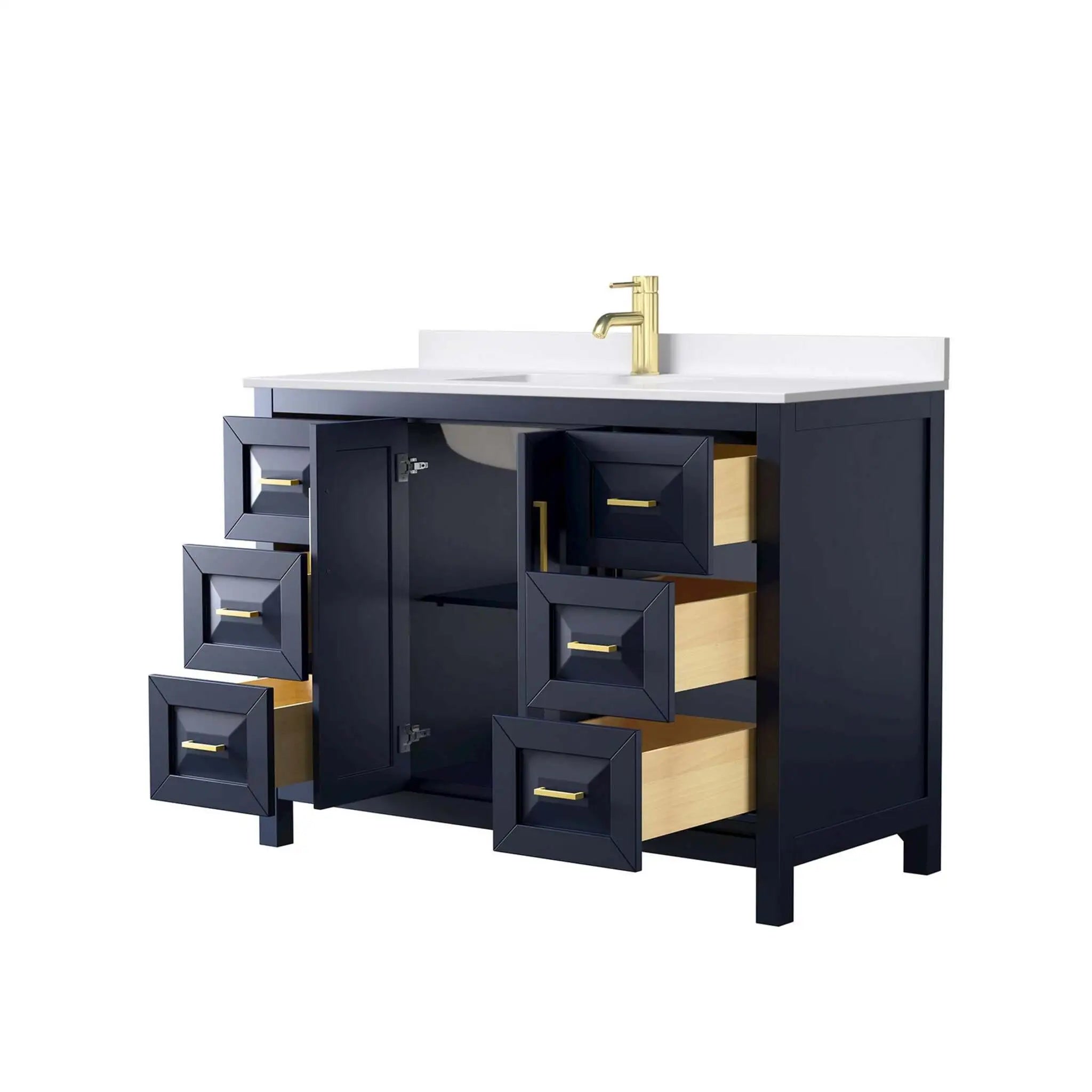 48" Daria Single Bathroom Vanity in Dark Blue with Brushed Gold Trim by Wyndham
