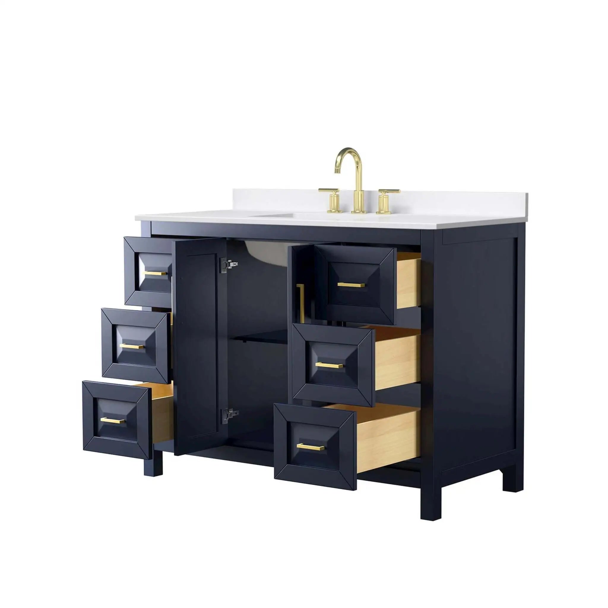 48" Daria Single Bathroom Vanity in Dark Blue with Brushed Gold Trim by Wyndham