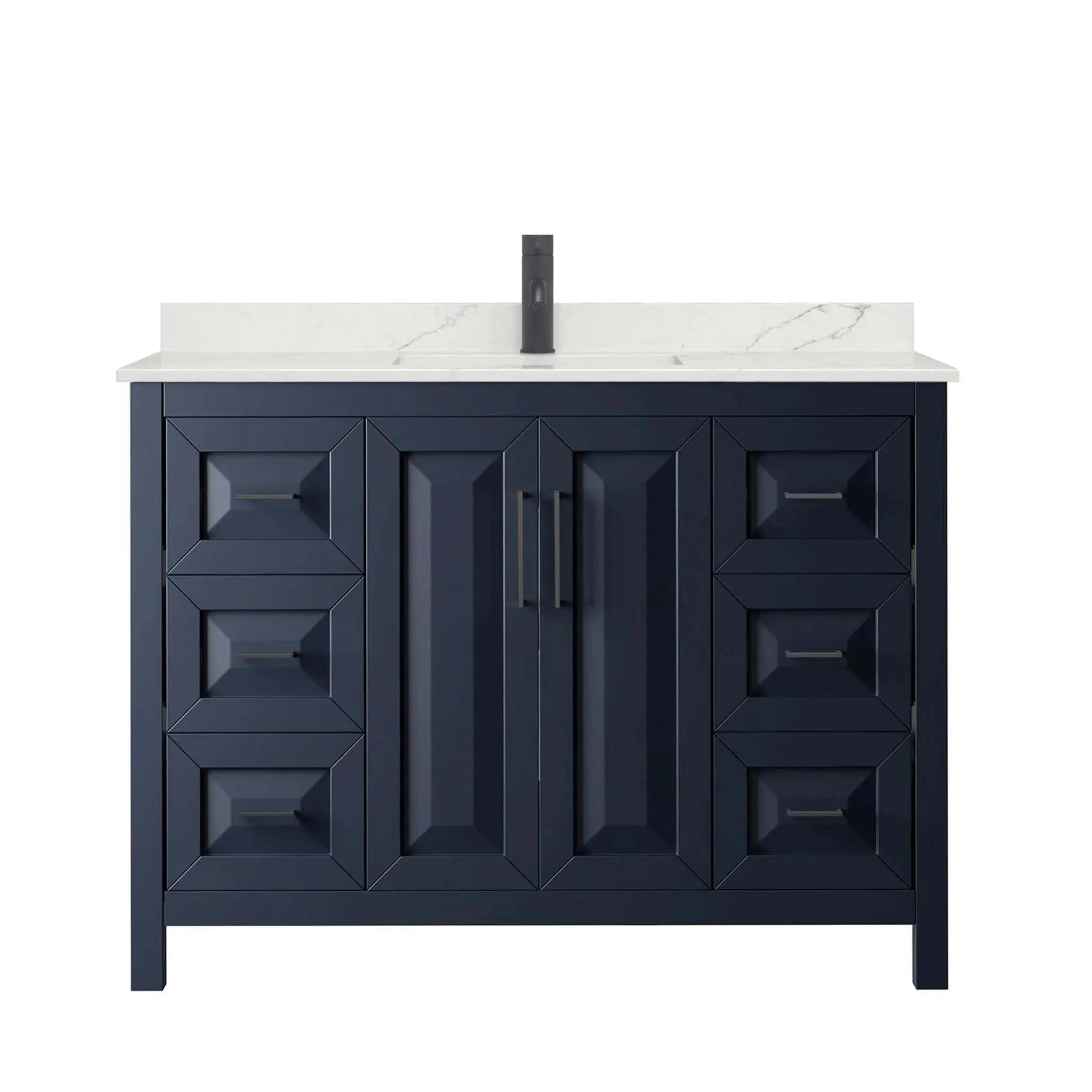 48" Daria Single Bathroom Vanity in Dark Blue with Matte Black Trim by Wyndham