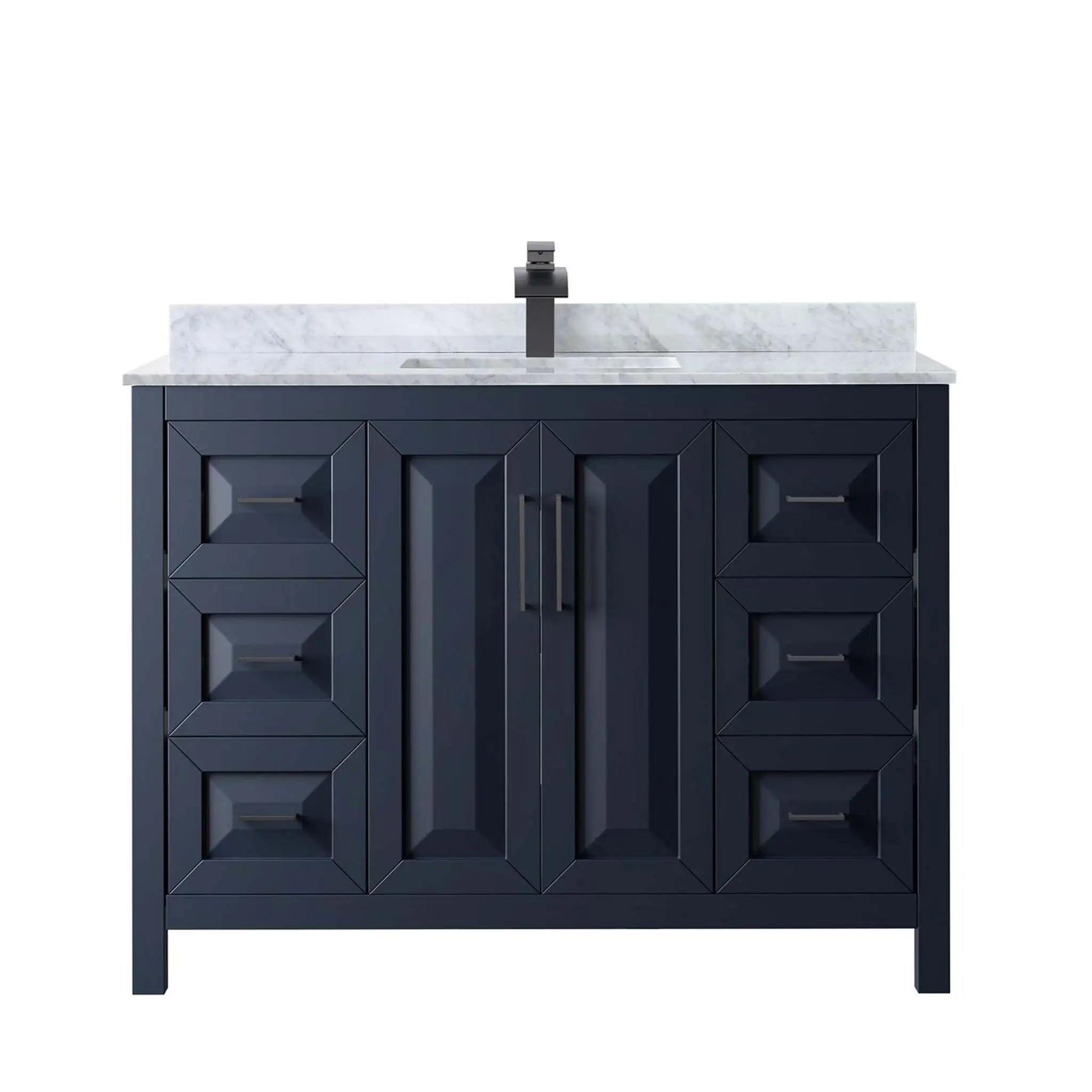 48" Daria Single Bathroom Vanity in Dark Blue with Matte Black Trim by Wyndham