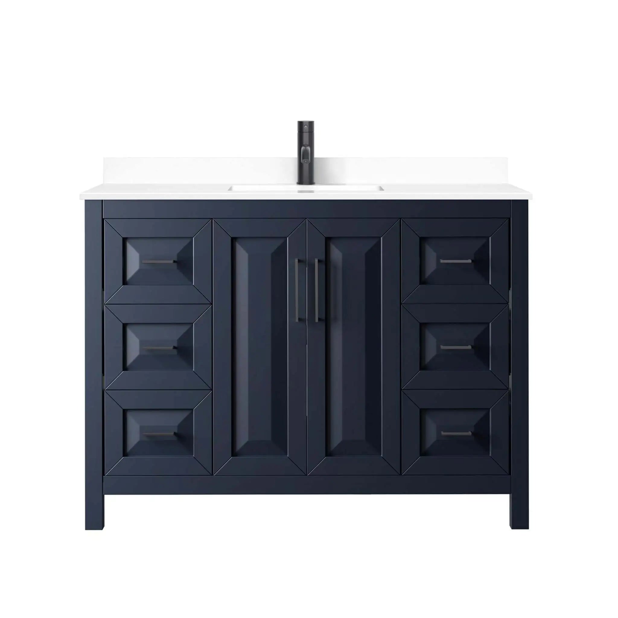 48" Daria Single Bathroom Vanity in Dark Blue with Matte Black Trim by Wyndham