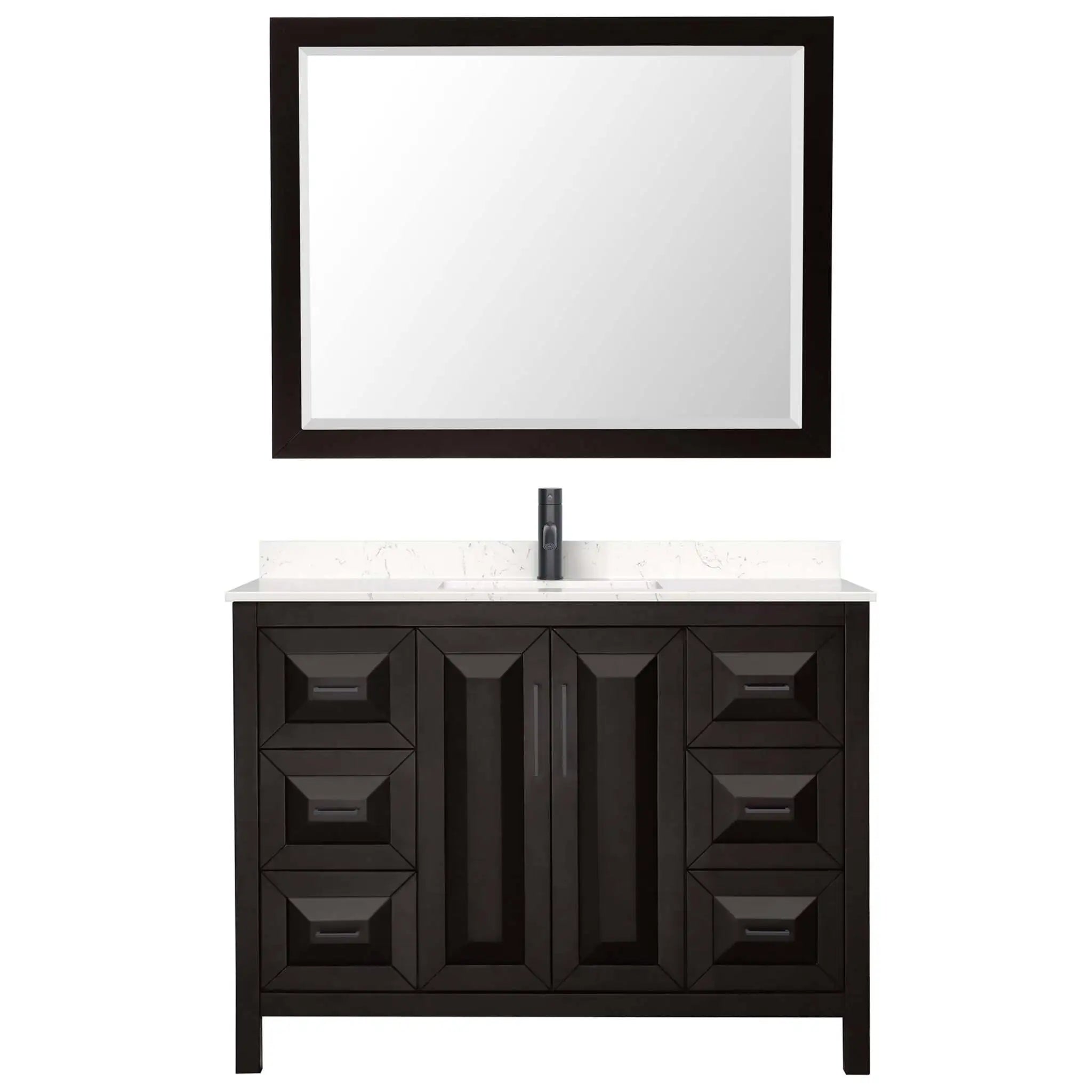 48" Daria Single Bathroom Vanity in Dark Espresso with Matte Black Trim & 46" Mirror by Wyndham
