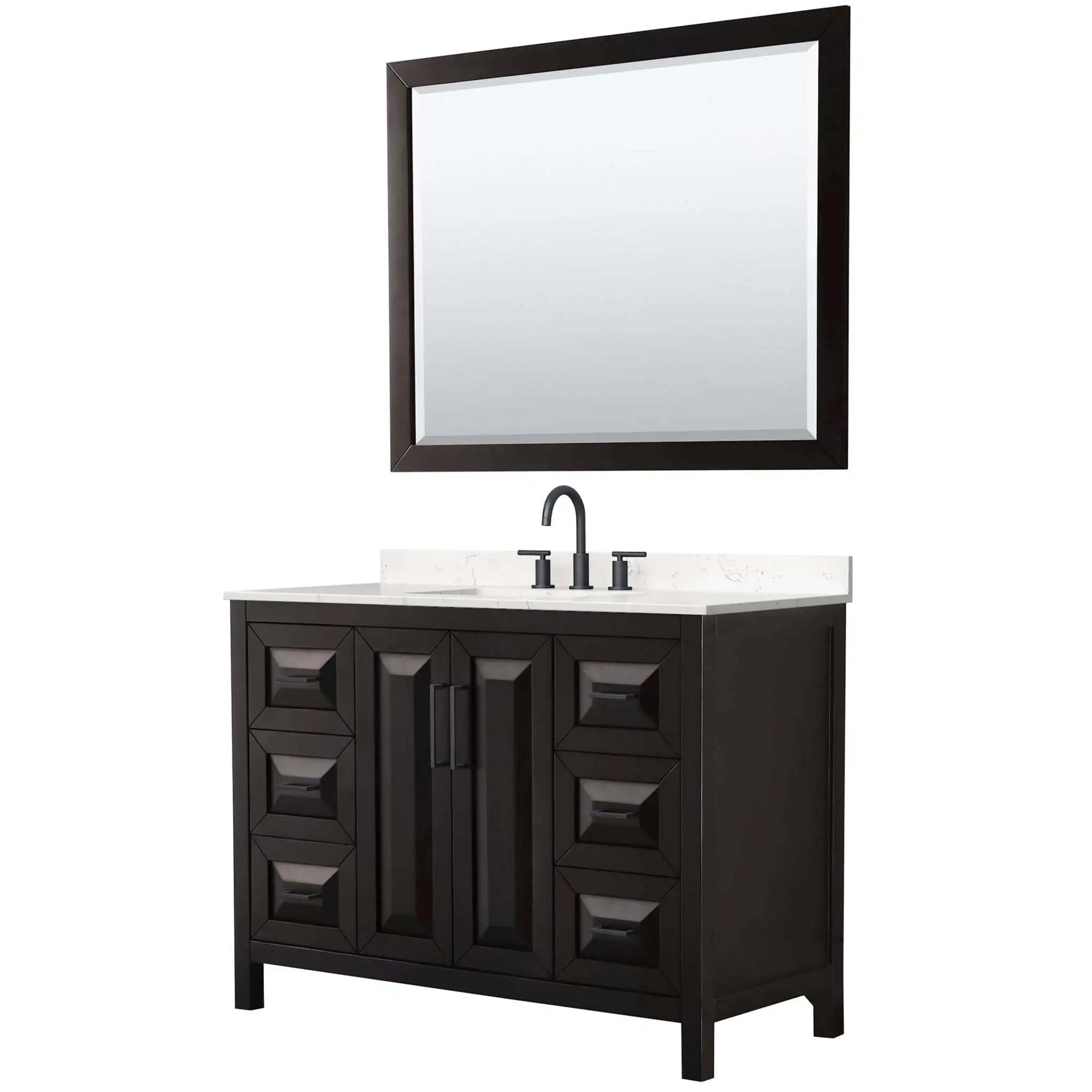 48" Daria Single Bathroom Vanity in Dark Espresso with Matte Black Trim & 46" Mirror by Wyndham