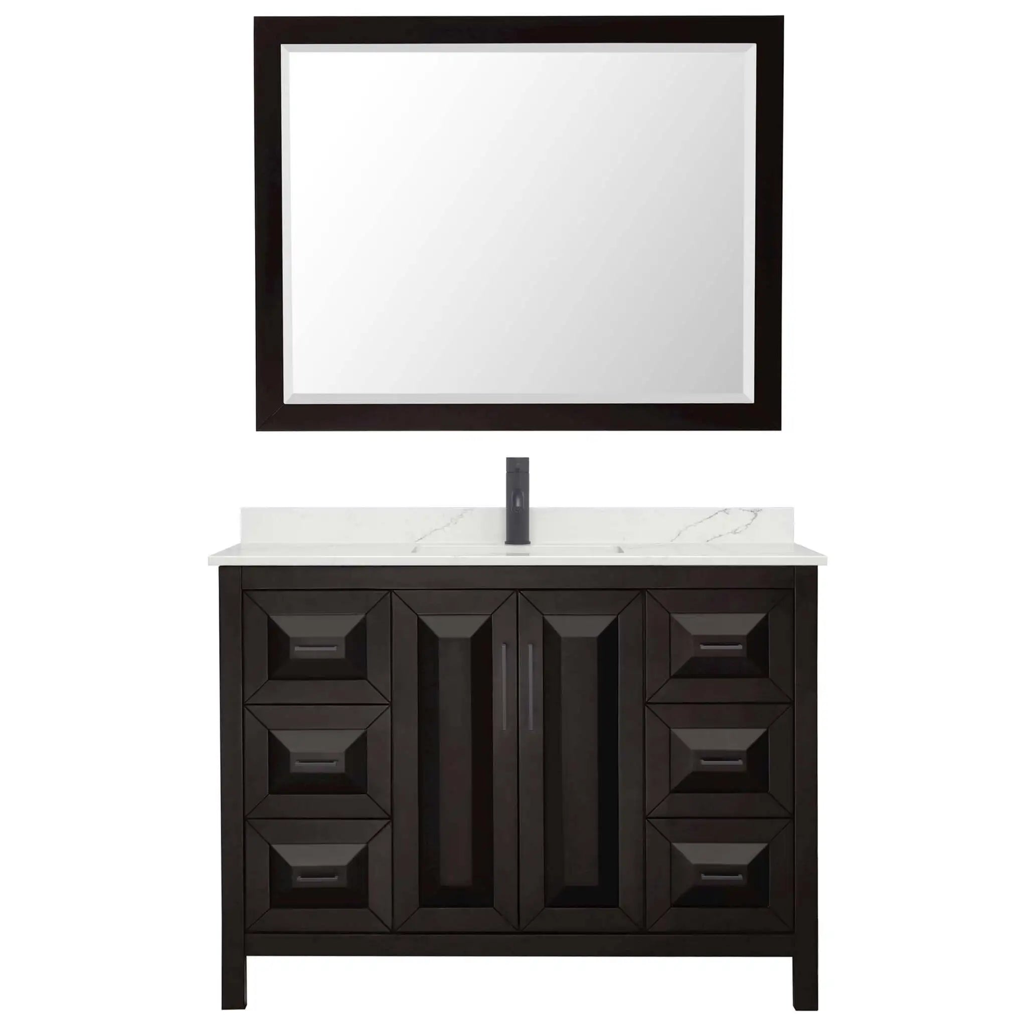 48" Daria Single Bathroom Vanity in Dark Espresso with Matte Black Trim & 46" Mirror by Wyndham