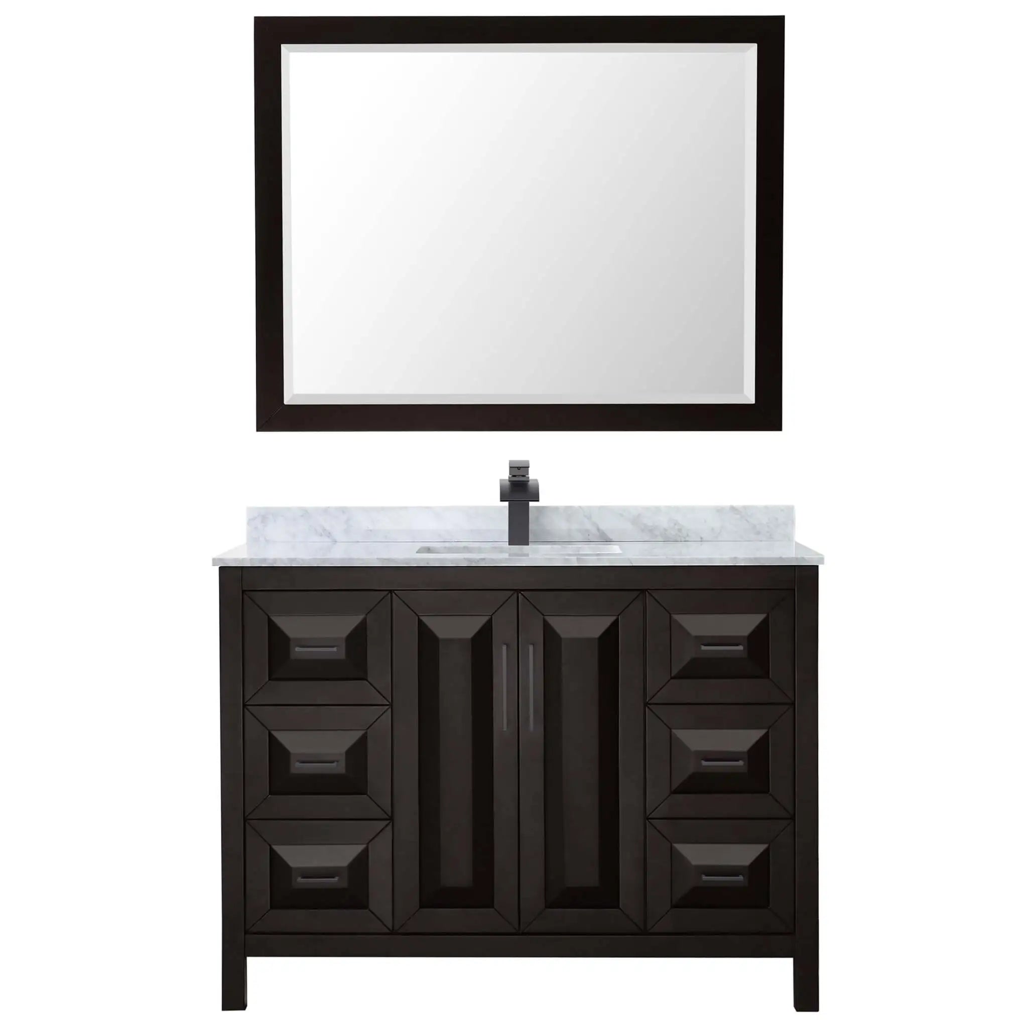 48" Daria Single Bathroom Vanity in Dark Espresso with Matte Black Trim & 46" Mirror by Wyndham