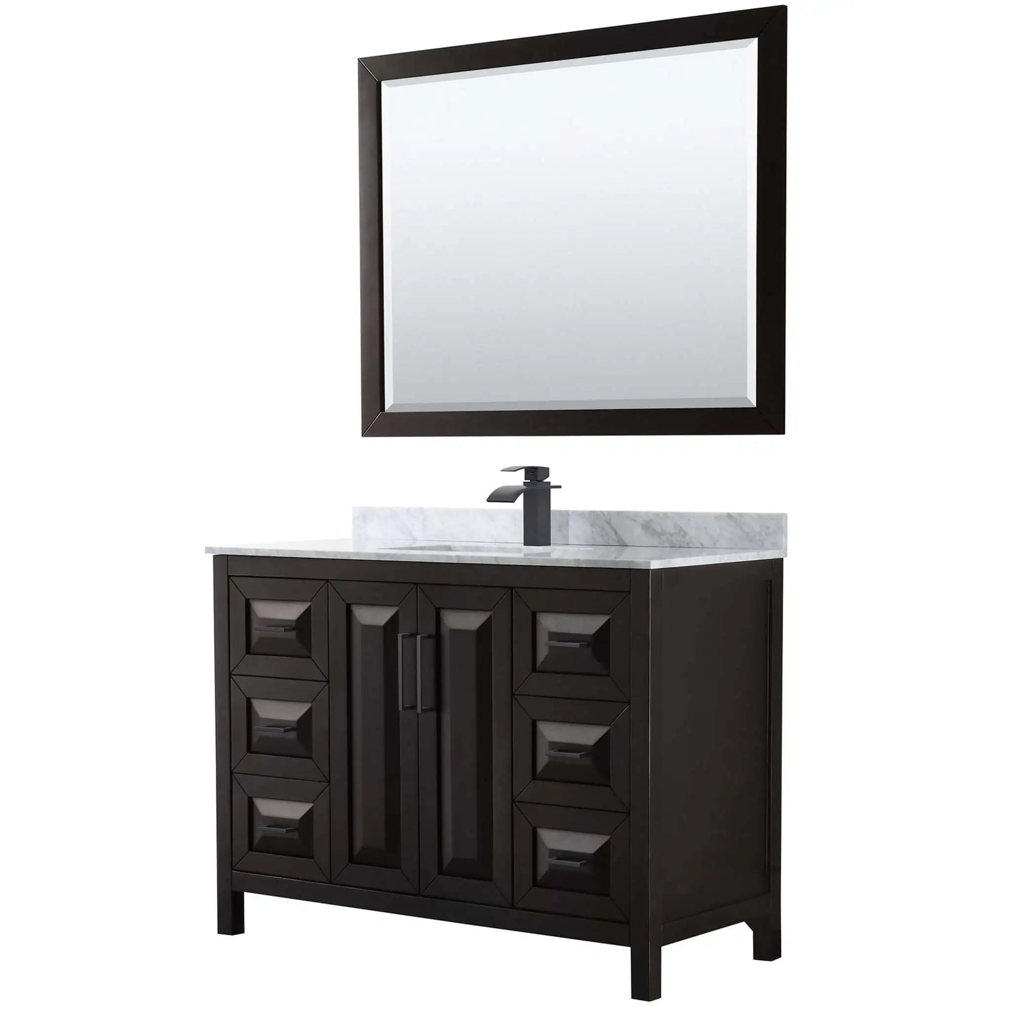 48" Daria Single Bathroom Vanity in Dark Espresso with Matte Black Trim & 46" Mirror by Wyndham