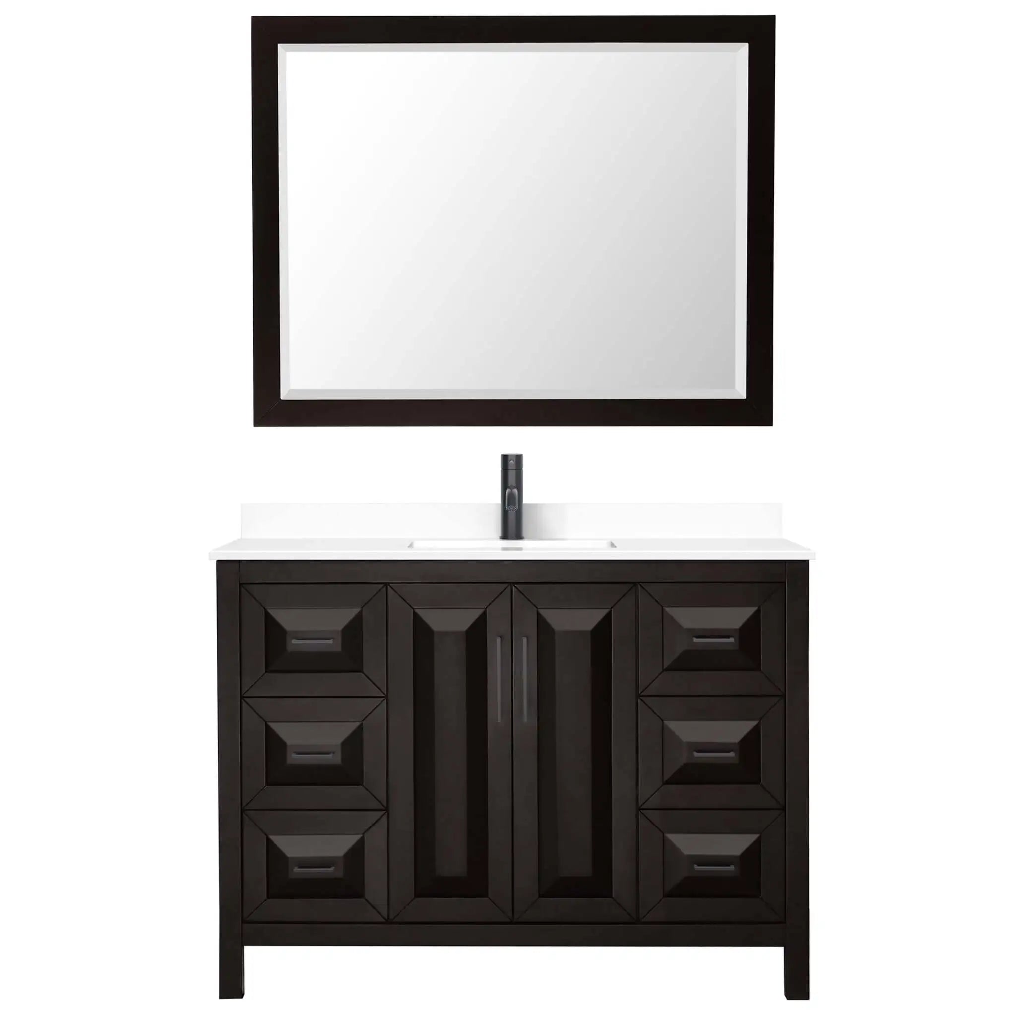 48" Daria Single Bathroom Vanity in Dark Espresso with Matte Black Trim & 46" Mirror by Wyndham