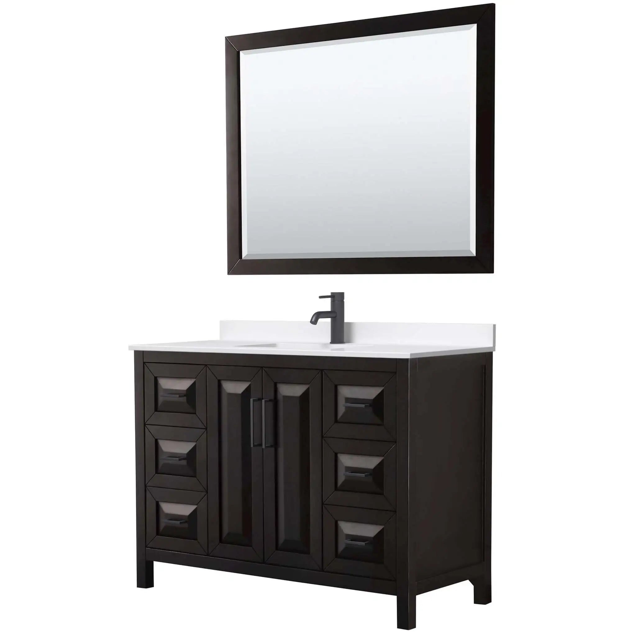48" Daria Single Bathroom Vanity in Dark Espresso with Matte Black Trim & 46" Mirror by Wyndham