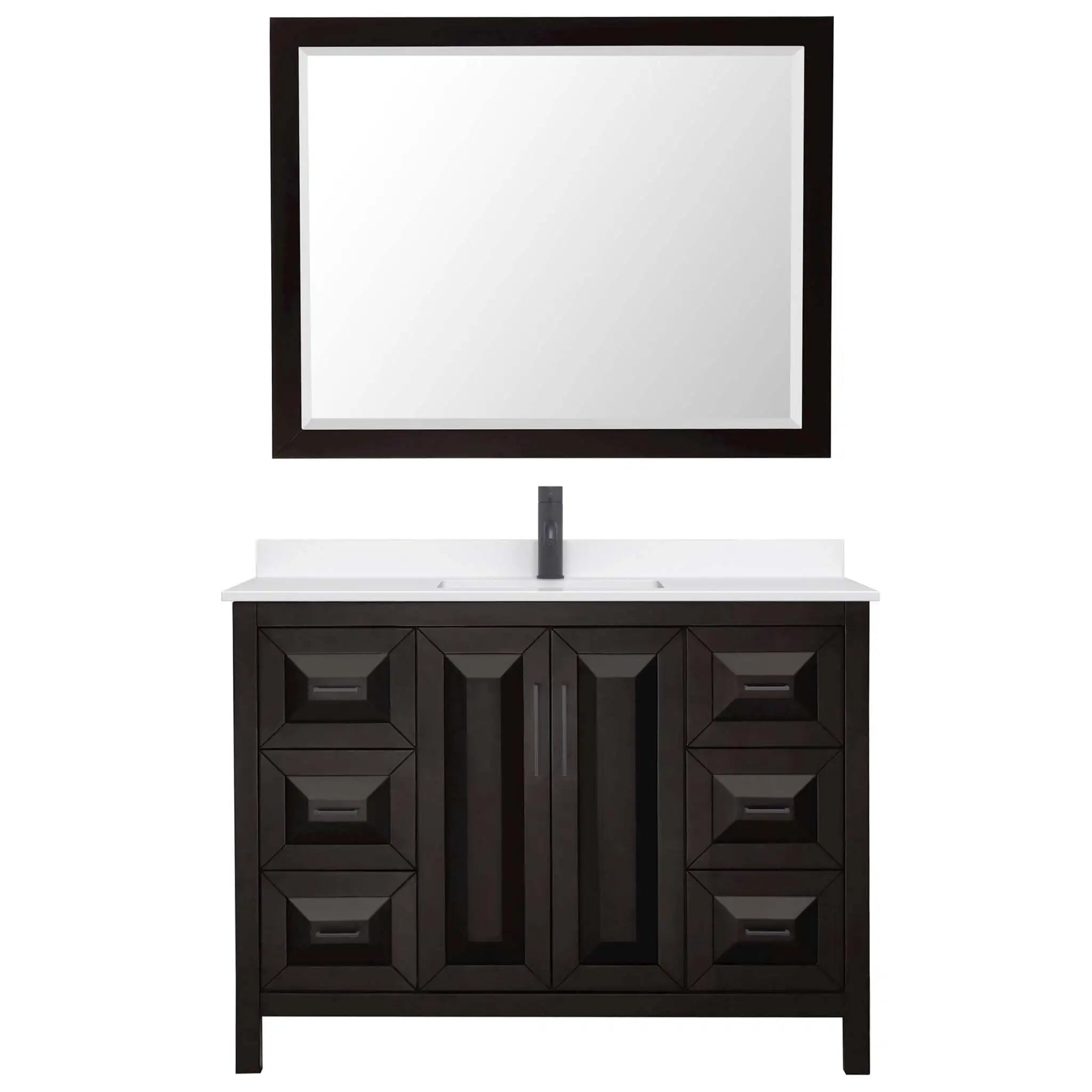 48" Daria Single Bathroom Vanity in Dark Espresso with Matte Black Trim & 46" Mirror by Wyndham