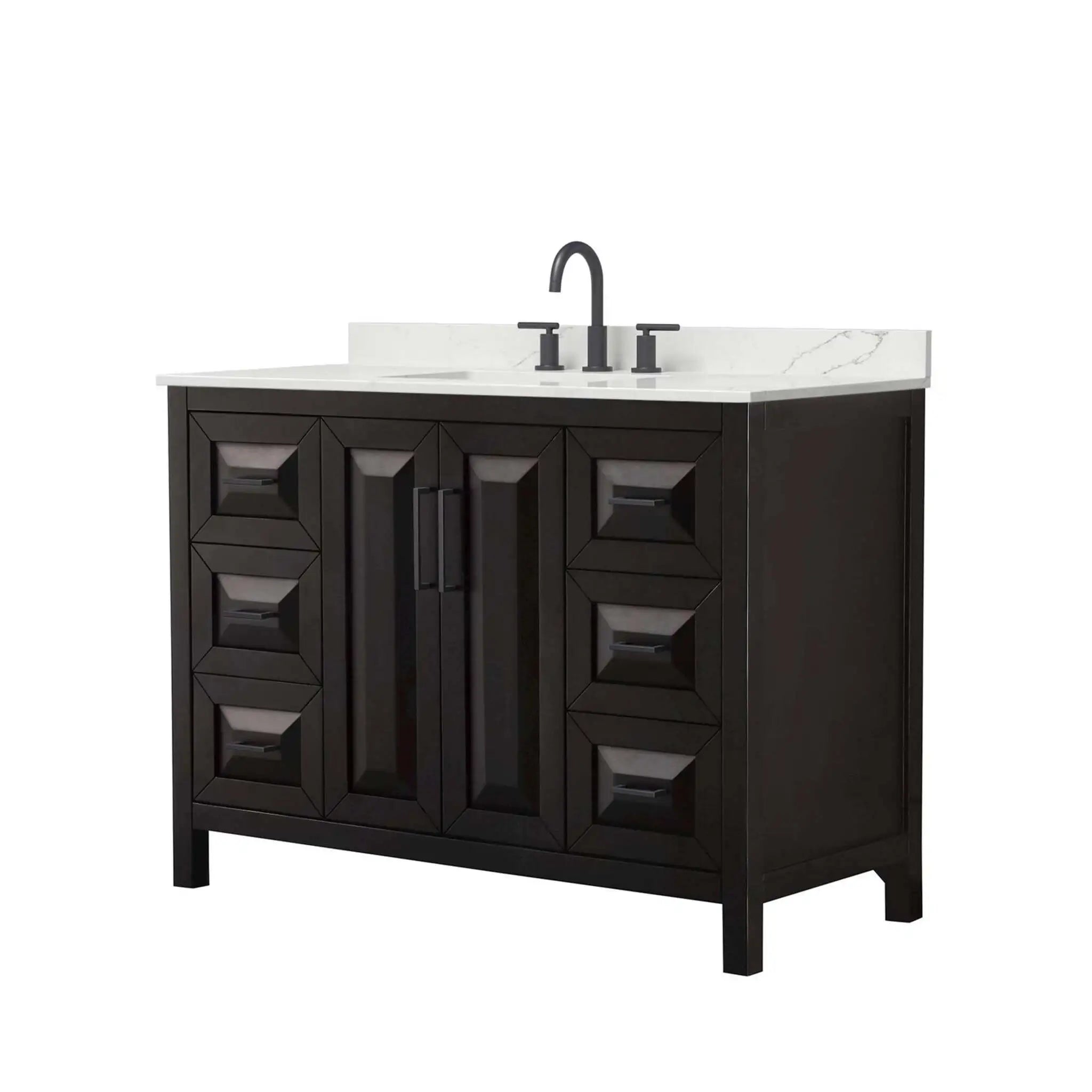 48" Daria Single Bathroom Vanity in Dark Espresso with Matte Black Trim by Wyndham